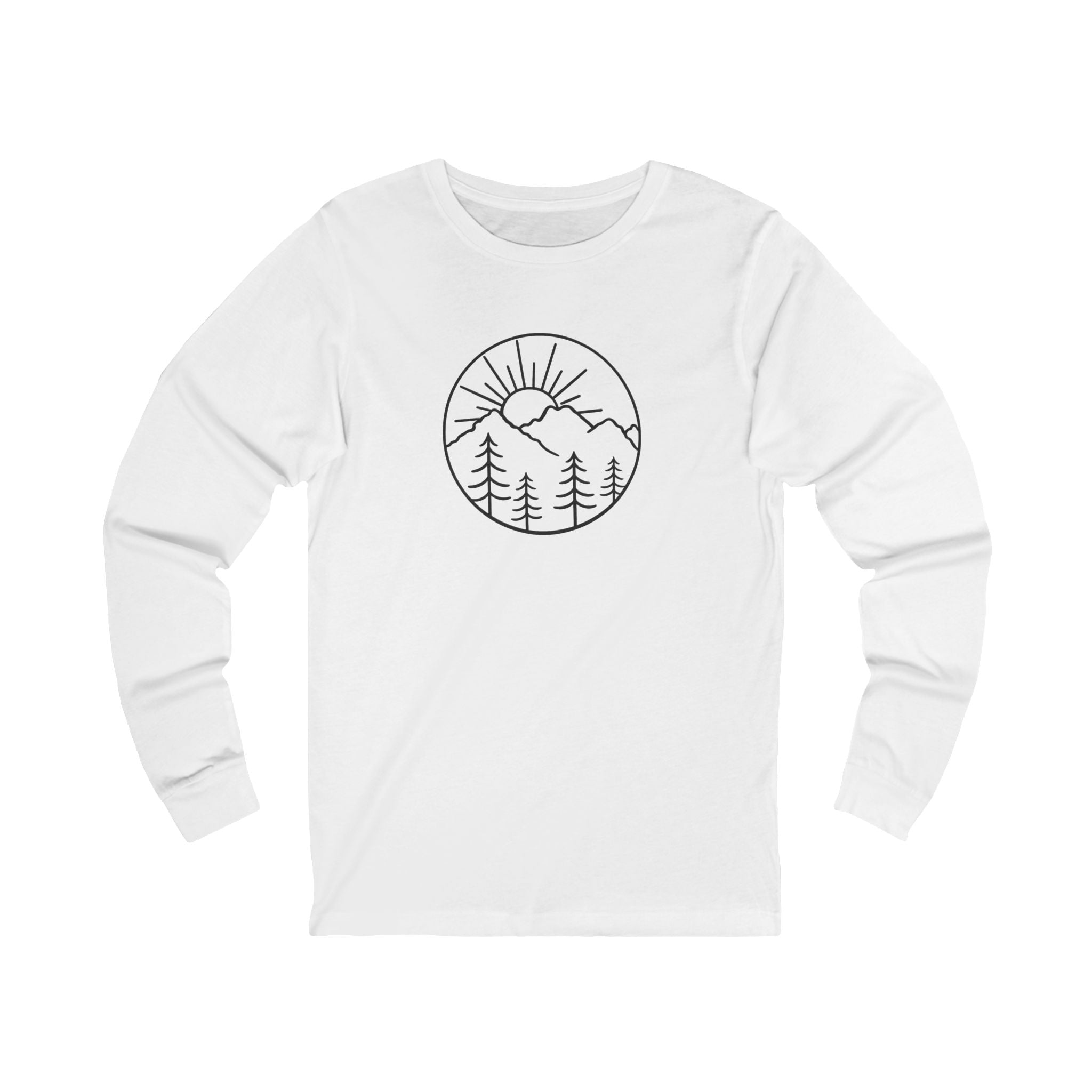 Mens Hiking Long Sleeve Shirt | Minimalist Mountain Graphic Tee | Outdoor Nature Shirt | Camping Trail Gift for Him | 7 colors - 100% cotton