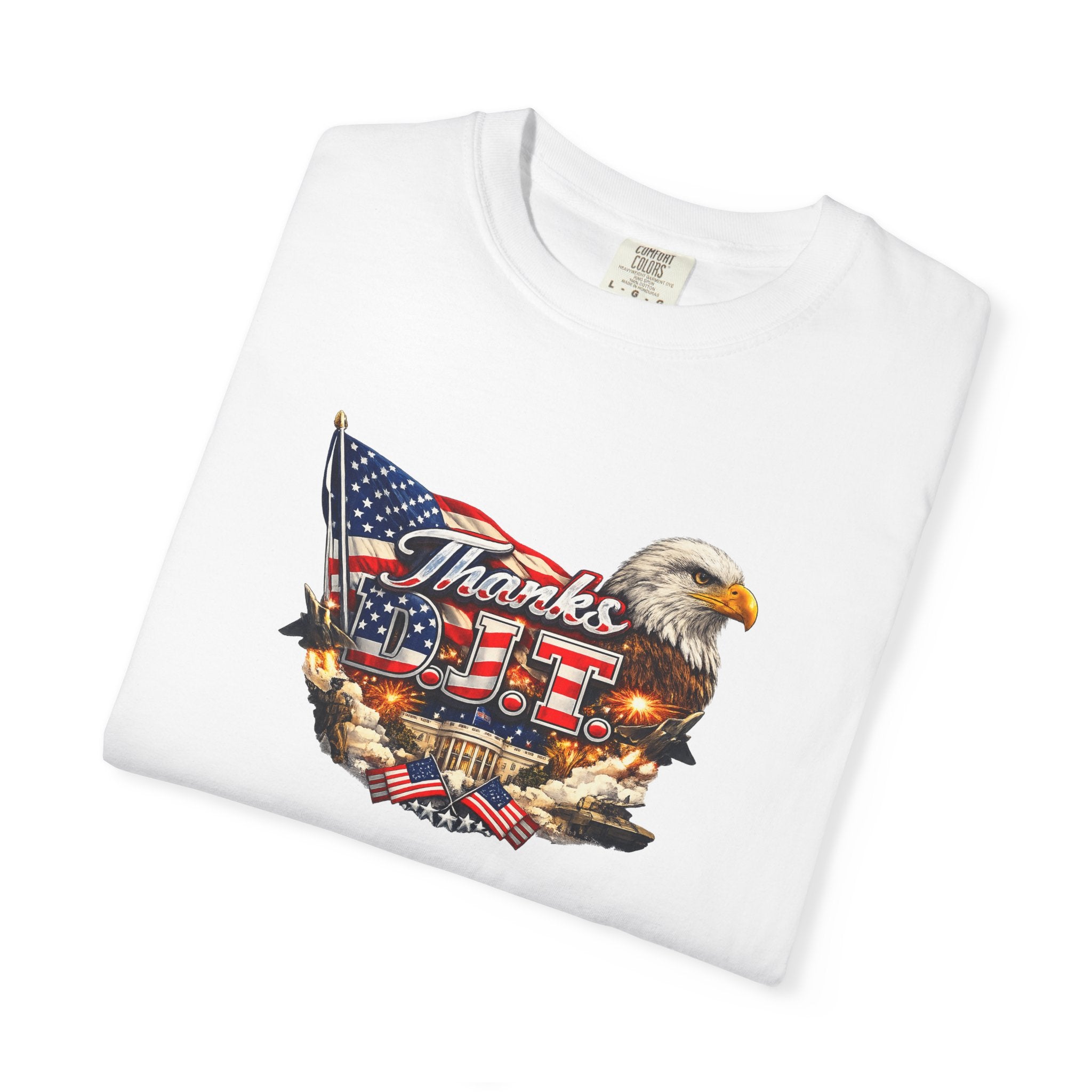 Thanks D.J.T Patriotic Eagle Shirt | American Flag Graphic Tee | USA Pride Freedom T-Shirt | Patriotic Gift | 7 colors - 100% cotton