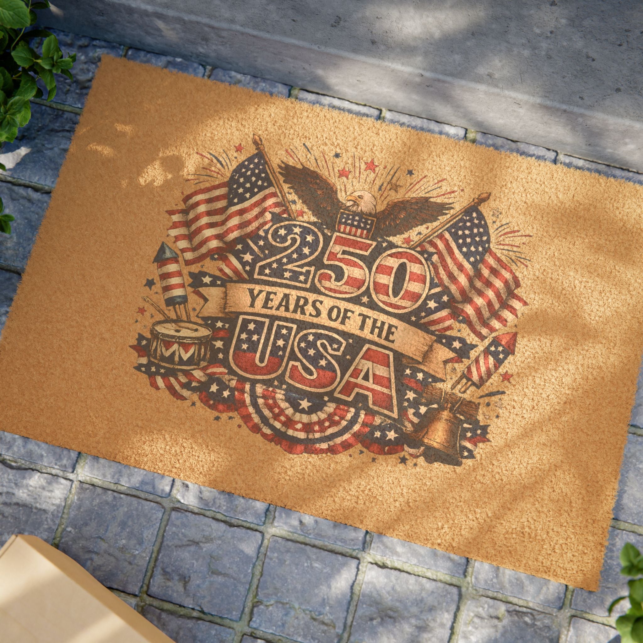 USA 250th Anniversary Doormat | Patriotic Eagle & Flag Welcome Mat  | 1776-2026 Semiquincentennial Decor | Outdoor Mat | 24 x 16
