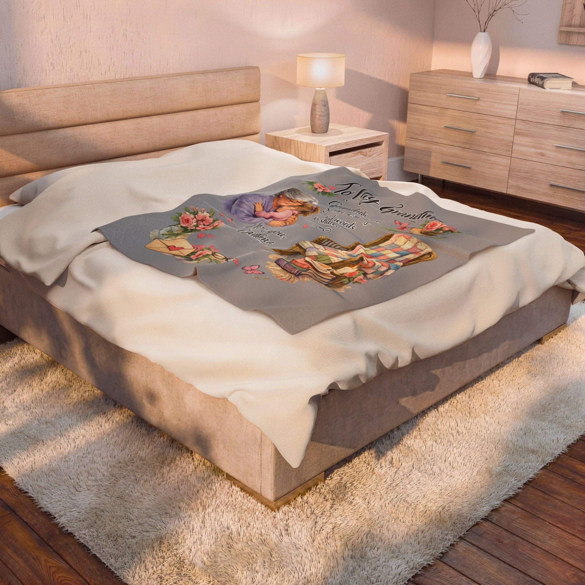 Wrap Grandma in Love Literally | Grandma Blanket Throw | Cozy Gift from Grandchild | Grandma Birthday | 50" x 60"