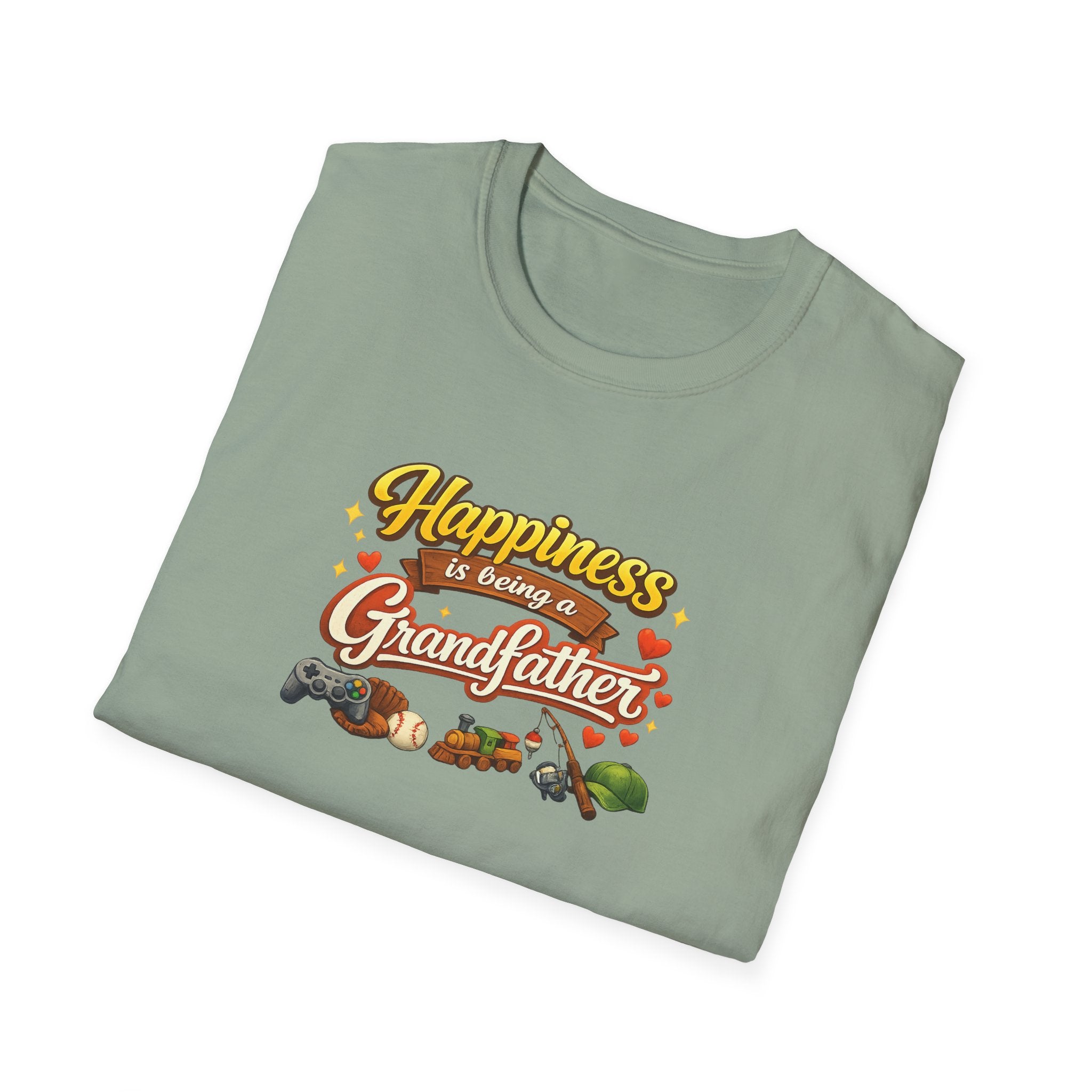 Happiness Is Being a Grandfather Shirt, Proud Grandpa T-Shirt, Gift for Granddad, Grandpa Shirt from Grandkids | 7 colors - 100% cotton