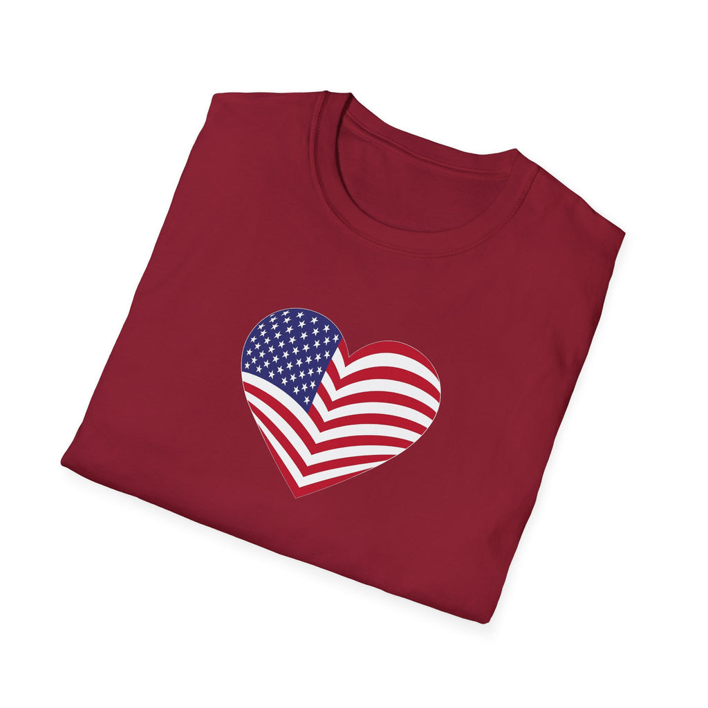 American Flag Heart TShirt | Patriotic USA Love Tee | Red White Blue Graphic Tee | Summer USA Shirt | 4 colors - 100% cotton
