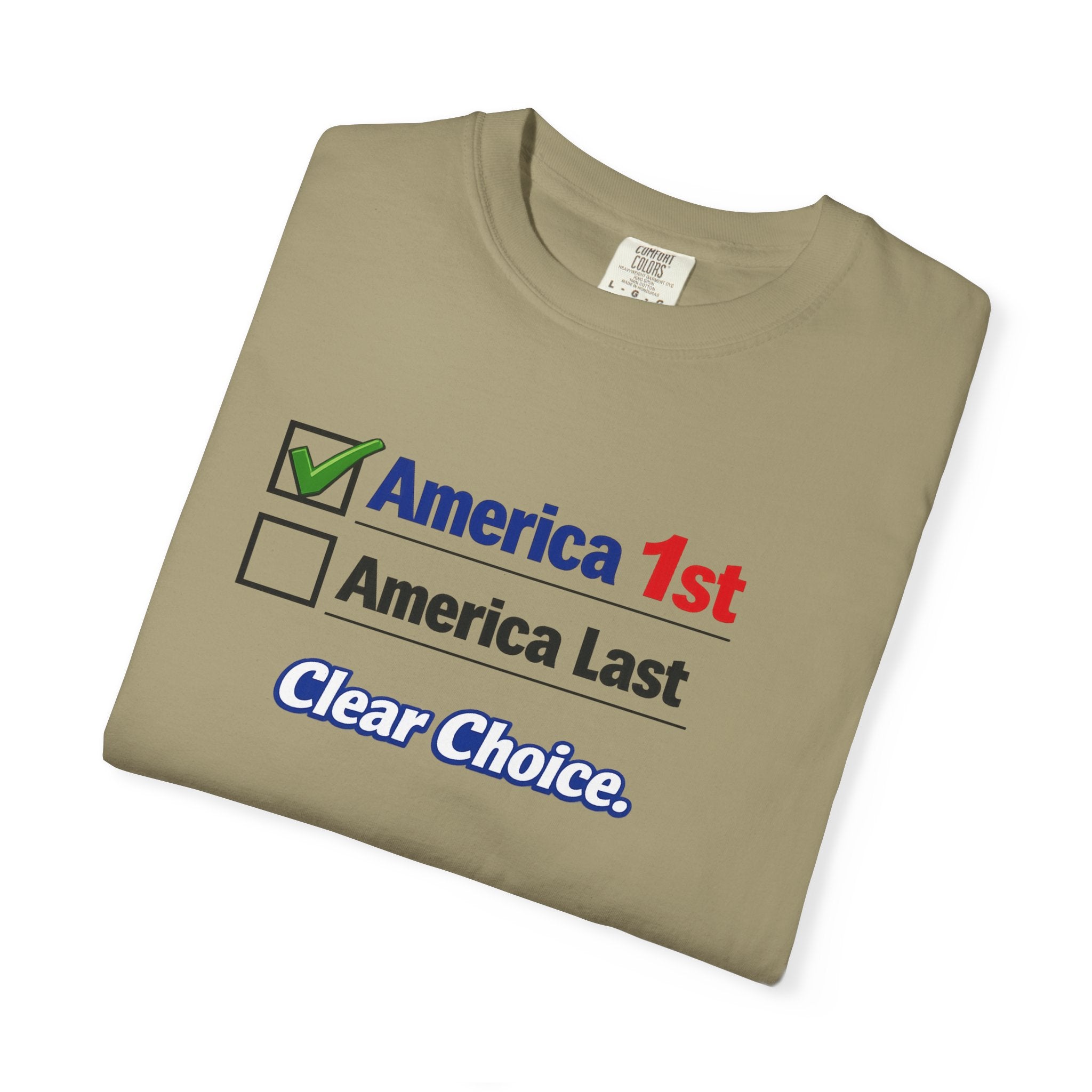 Clear Choice Patriotic Shirt | America 1st Checked Tee | Bold Freedom T-Shirt | Patriotic Gift | USA Pride Apparel | 5 colors - 100% cotton