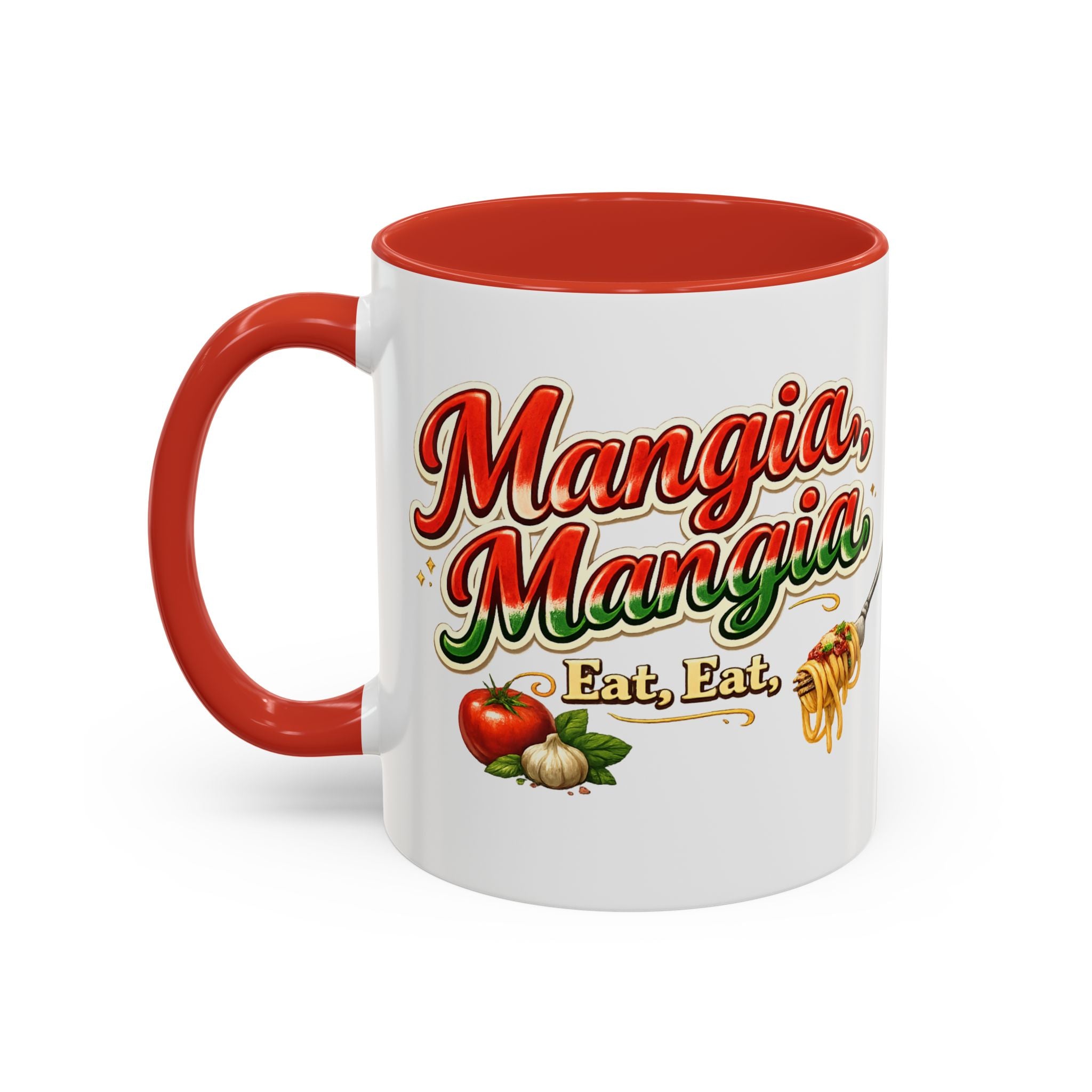 Mangia Mangia - Eat Eat Italian Mug | Eat Eat Coffee Cup | Funny Pasta Lover Gift | Italian Kitchen Accent Mug | 11 oz or 15 oz