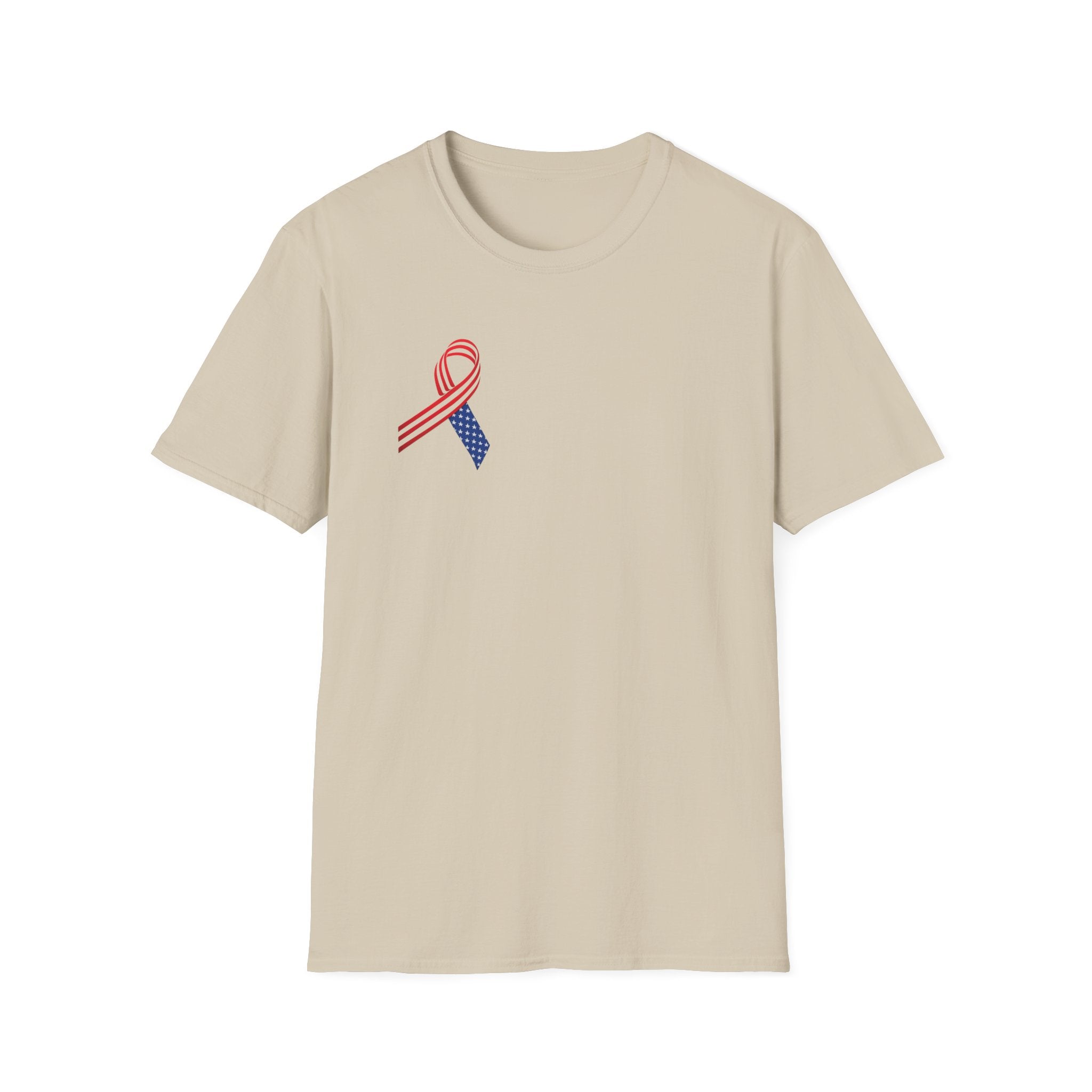 Patriotic Awareness Ribbon T-Shirt | Red White Blue USA | Veterans Memorial Support Shirt | Minimal Patriotic Tee | 5 colors - 100% cotton