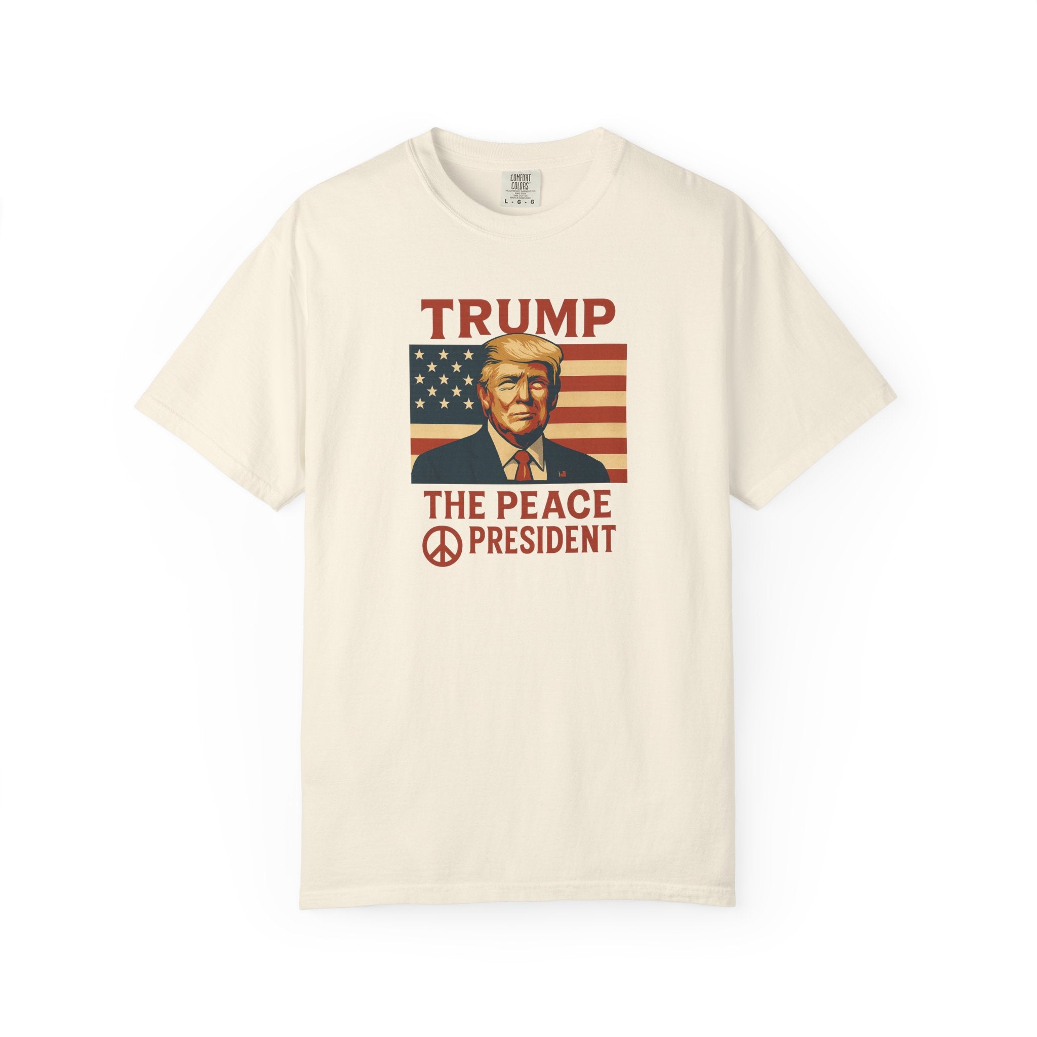 Trump The Peace President Patriotic T-Shirt  |  Bold USA Flag Design  |  Pro-America Apparel | 4 colors -100% cotton