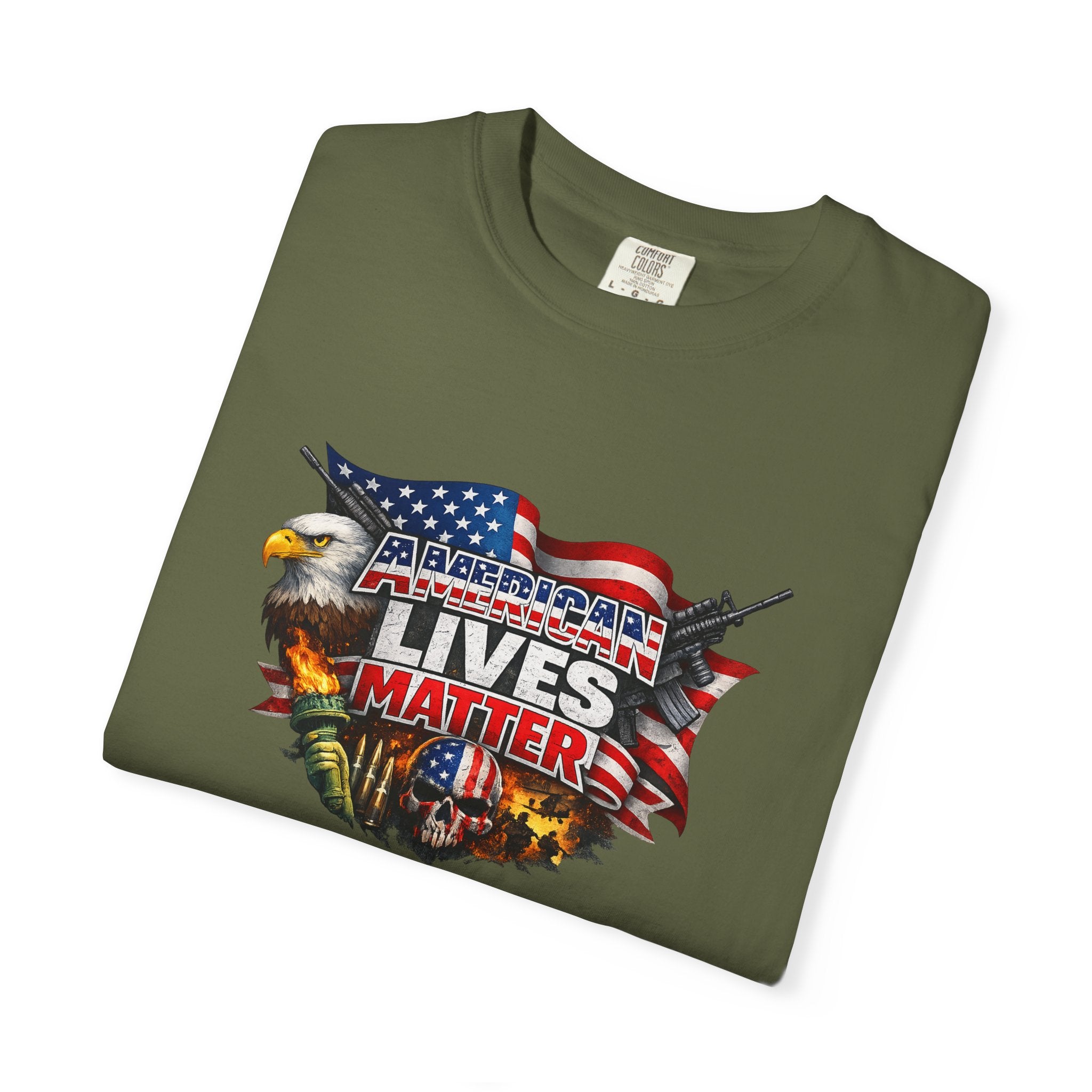 American Lives Matter Patriotic T-Shirt | Military Style USA Freedom Shirt | Veteran Support Tee | 7 colors - 100% cotton