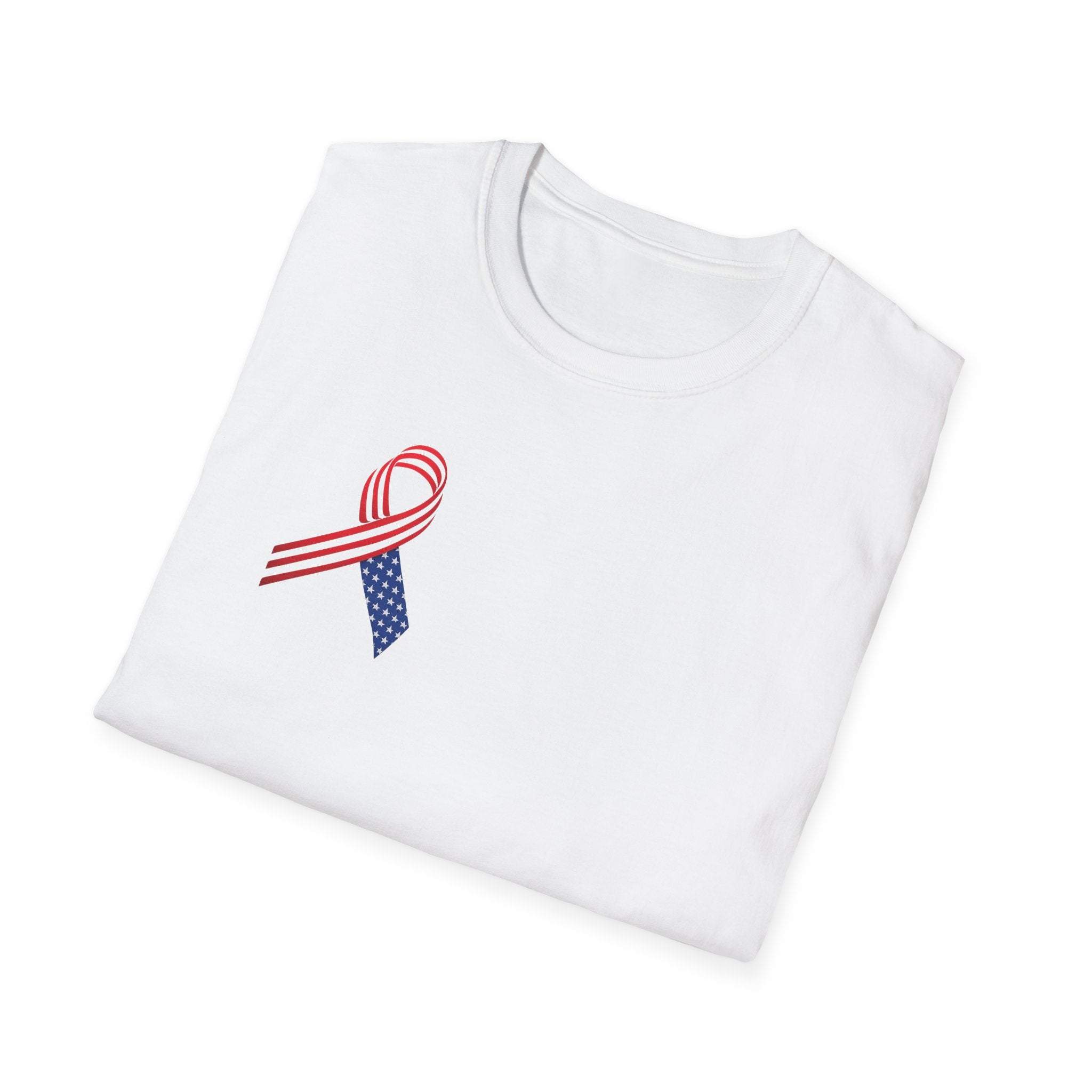Patriotic Awareness Ribbon T-Shirt | Red White Blue USA | Veterans Memorial Support Shirt | Minimal Patriotic Tee | 5 colors - 100% cotton