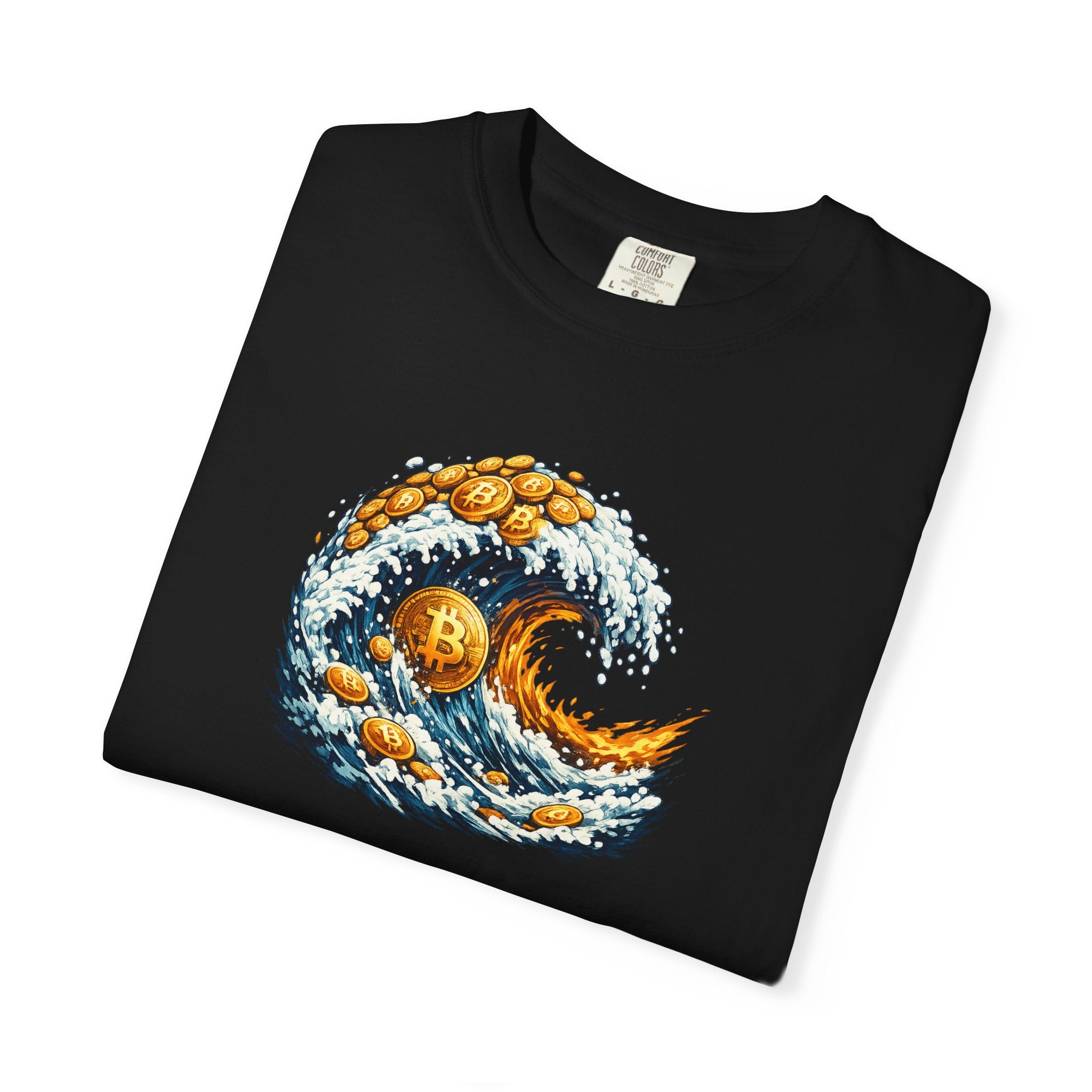 Bitcoin Tidal Wave T-Shirt | Futuristic Crypto Graphic Tee | Bitcoin Art Shirt | Crypto Gift for Him | 12 colors - 100% cotton