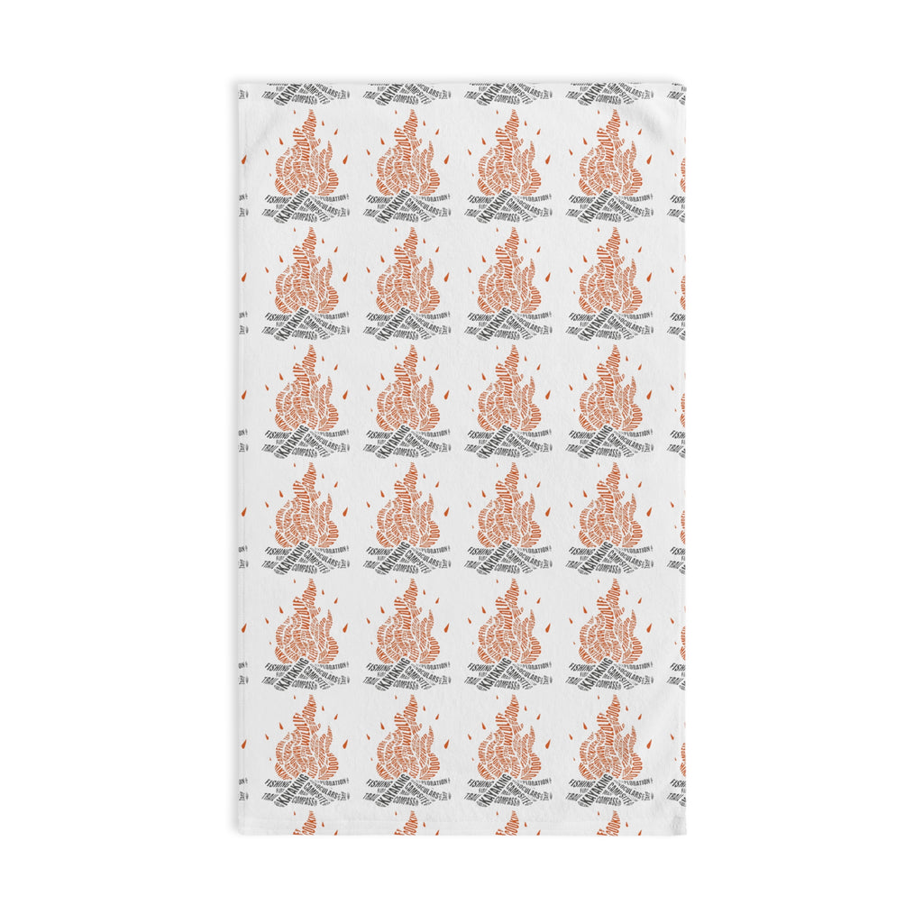 Campfire Pattern Hand Towel | Bonfire Illustration, Outdoor Camping Kitchen Towel