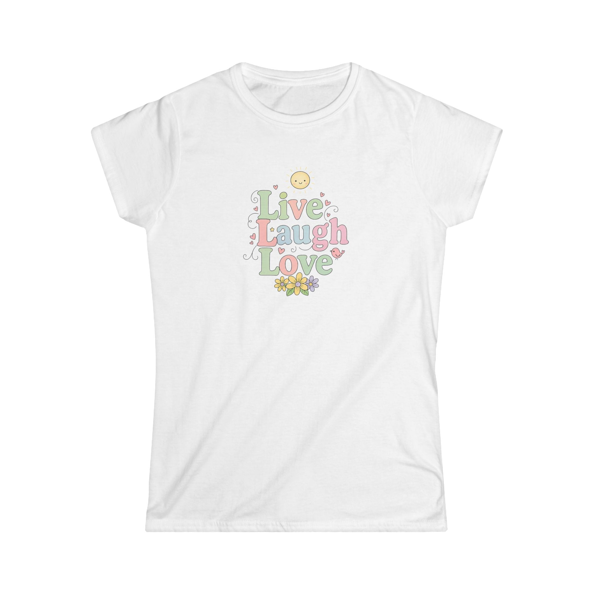 Cute ''Live Laugh Love'' T-Shirt for Women | Positive Quote Tee | 4 colors - 100% cotton