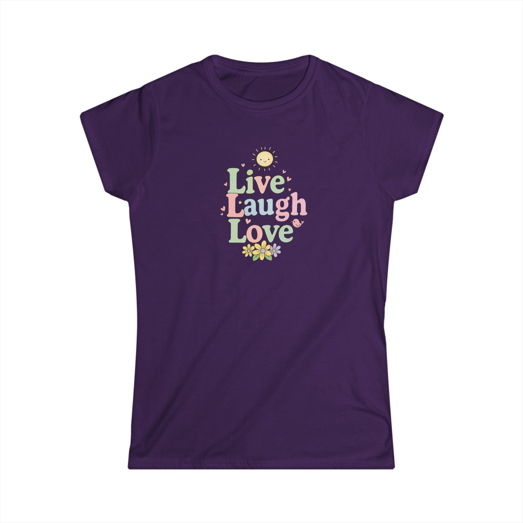 Cute ''Live Laugh Love'' T-Shirt for Women | Positive Quote Tee | 4 colors - 100% cotton