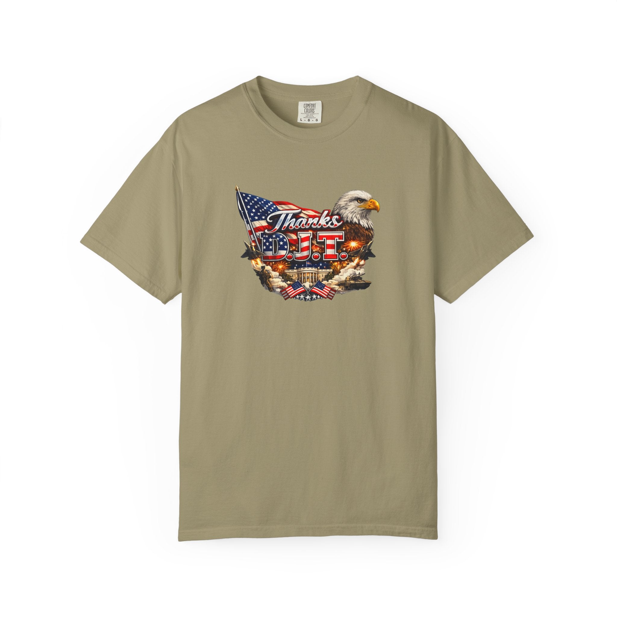Thanks D.J.T Patriotic Eagle Shirt | American Flag Graphic Tee | USA Pride Freedom T-Shirt | Patriotic Gift | 7 colors - 100% cotton