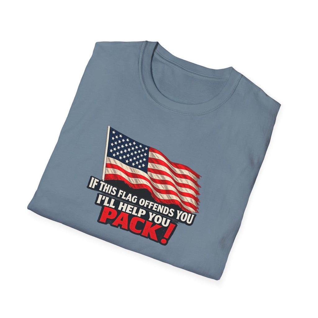 If This Flag Offends You I'll Help You Pack Tee | Patriotic American Flag Shirt | Gift for Patriots | 7 colors - 100% cotton