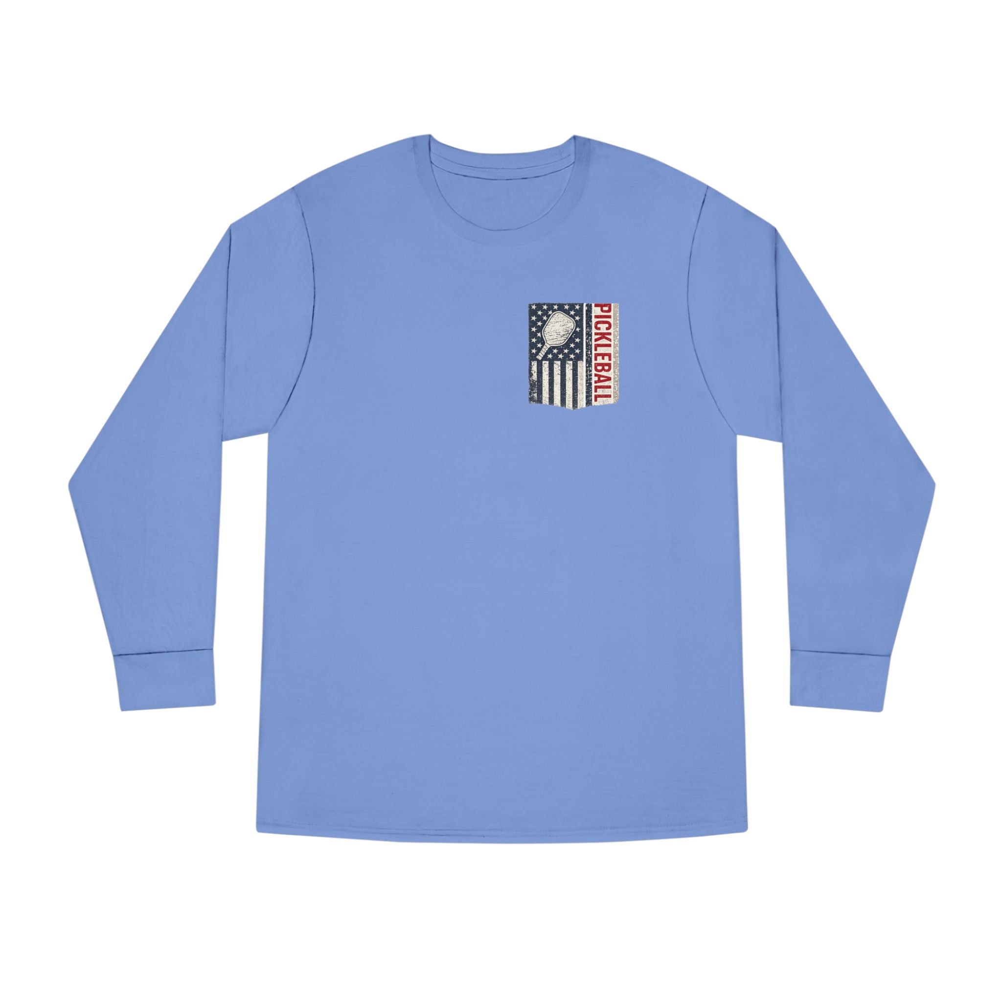 Women's Pickleball Flag Long Sleeve Shirt | Vintage Patriotic USA Pickleball TShirt Tee | Court Player Gift | 7 colors - 100% cotton