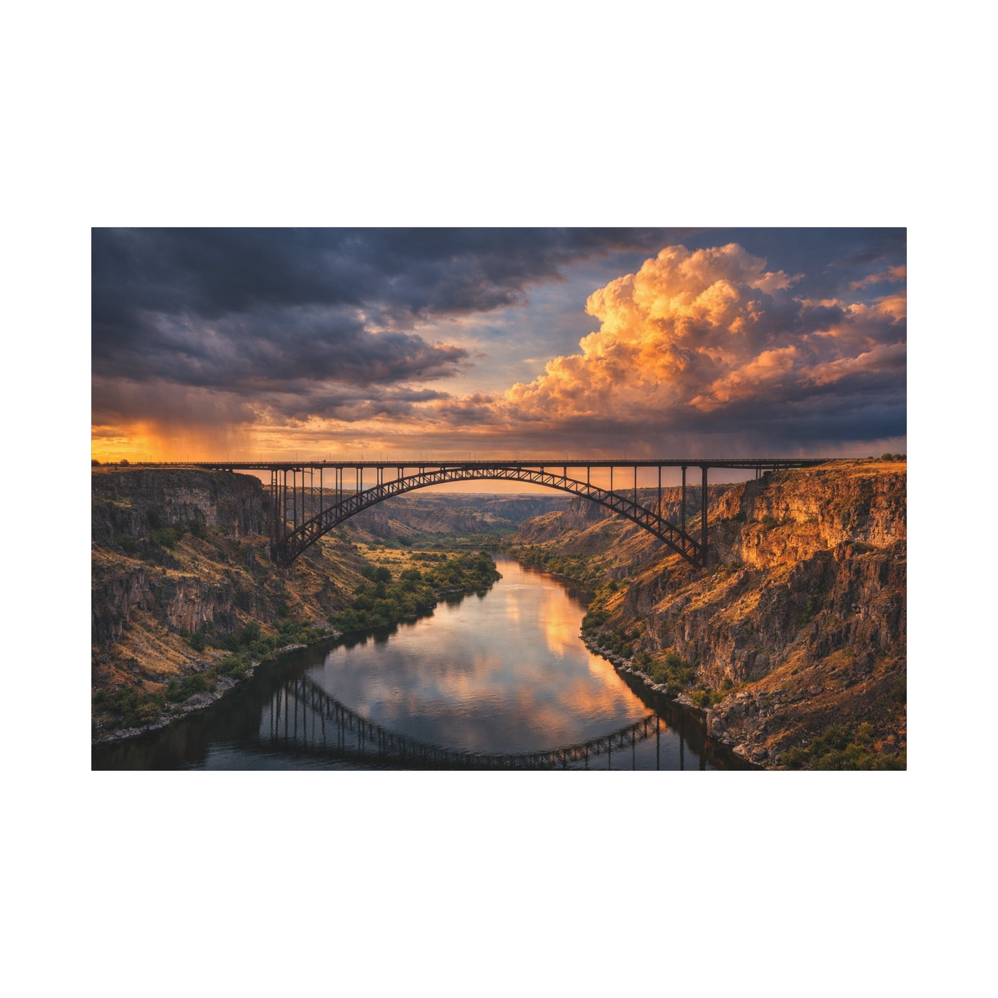 Perrine Bridge Canvas Wall Art | Snake River Canyon Landscape | Large Panoramic Photography Print | Matte Canvas - Stretched 1.25" | 6 sizes