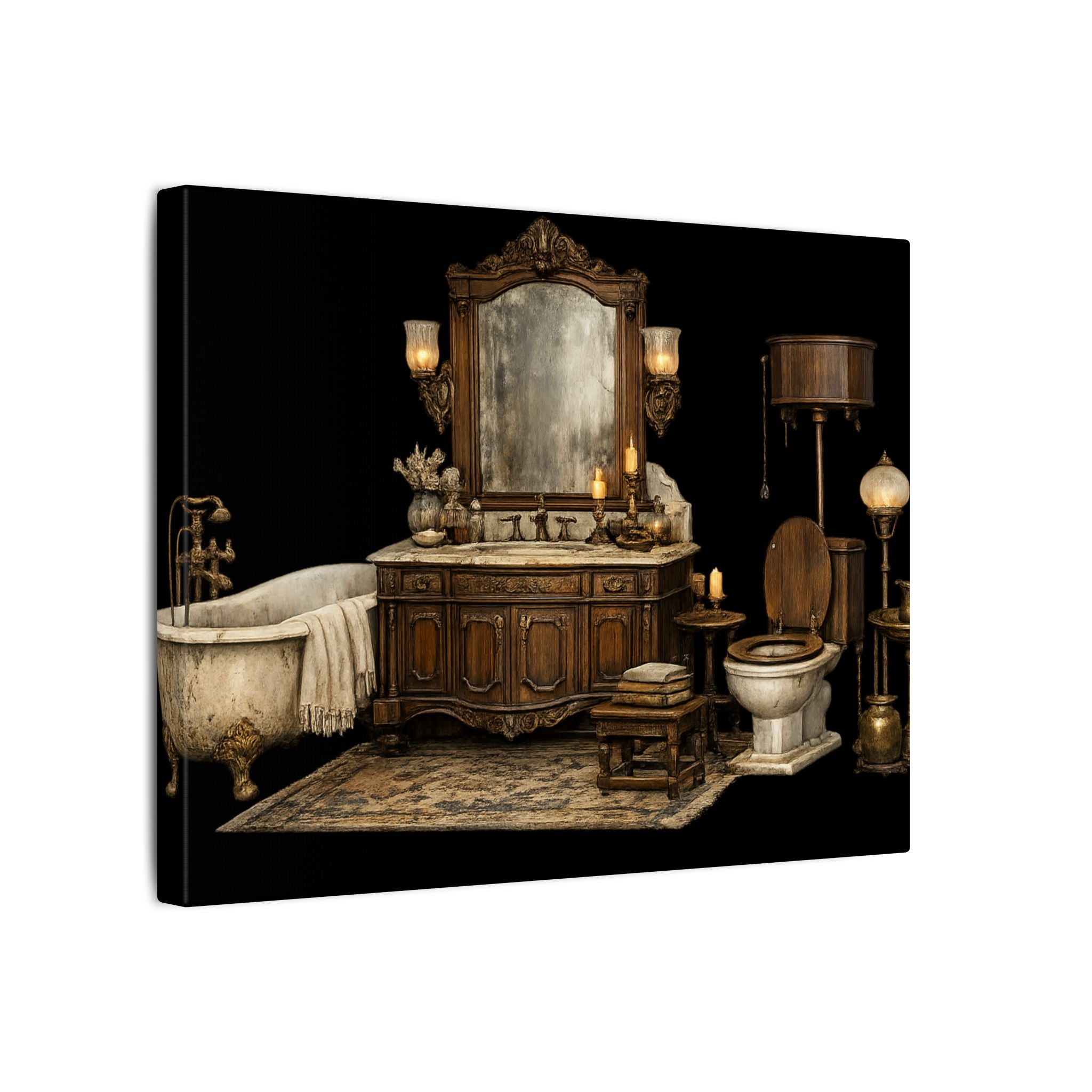 Antique Bathroom Canvas Art | Vintage Clawfoot Tub Wall Art | Rustic Bathroom Decor | Farmhouse Bath Wall Canvas | Available in 2 Sizes