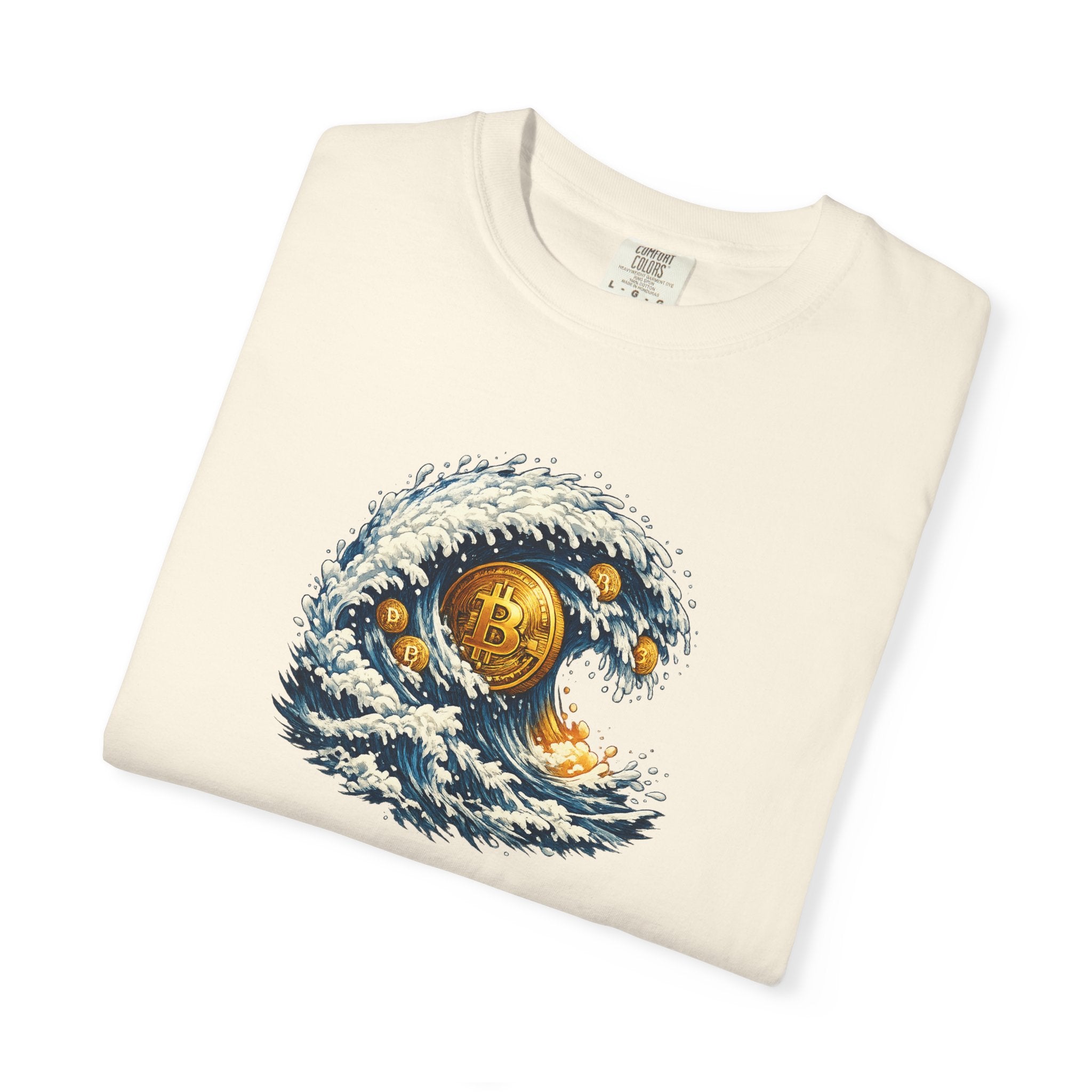 Bitcoin Tidal Wave T-Shirt | Futuristic Crypto Graphic Tee | Bitcoin Art Shirt | Crypto Gift | 12 colors - 100% cotton