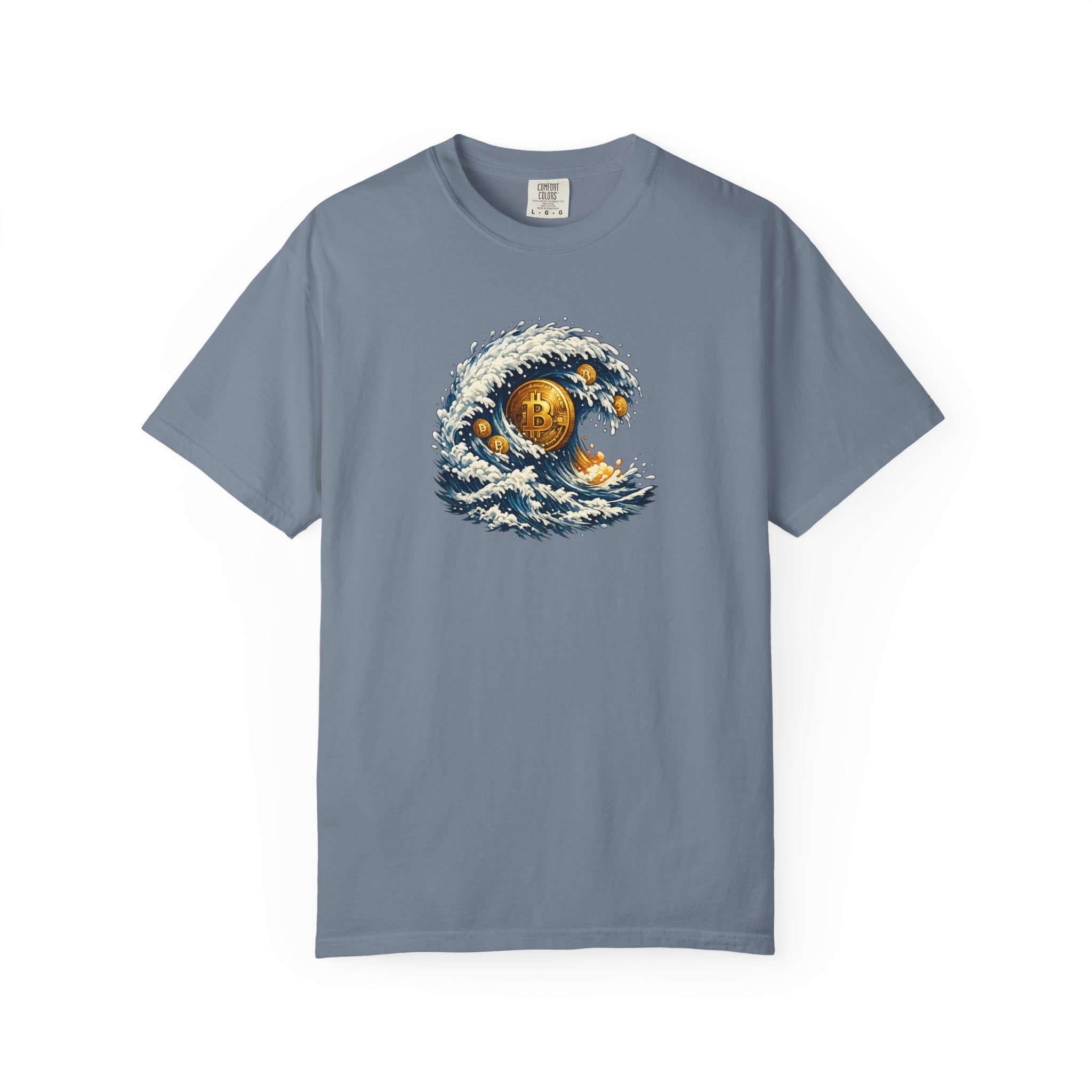 Bitcoin Tidal Wave T-Shirt | Futuristic Crypto Graphic Tee | Bitcoin Art Shirt | Crypto Gift | 12 colors - 100% cotton
