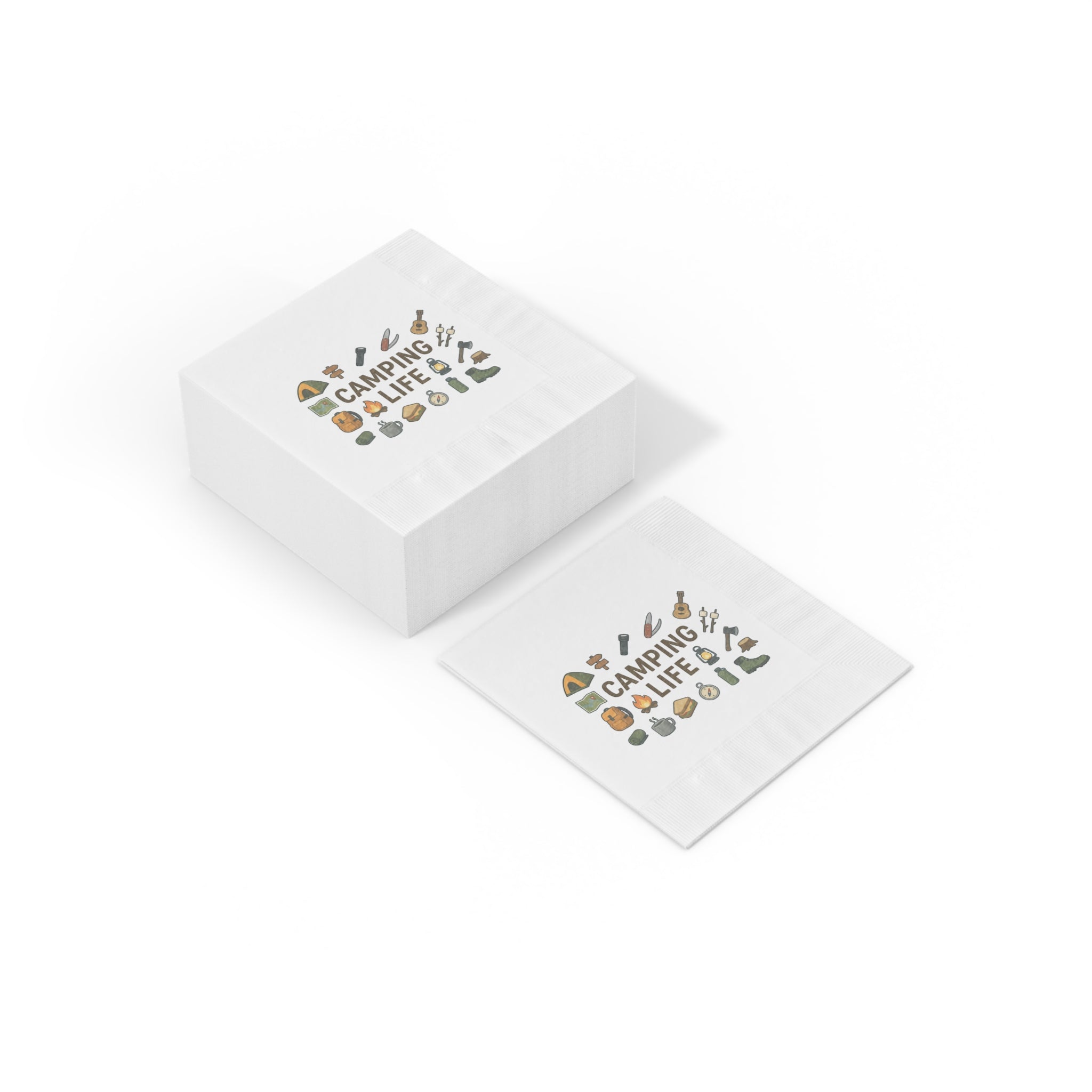 Camping Life Napkins | Camping Party Napkins | Outdoor Adventure Table Decor | Campfire Party Supplies | (50 or 100 Count) 2 sizes