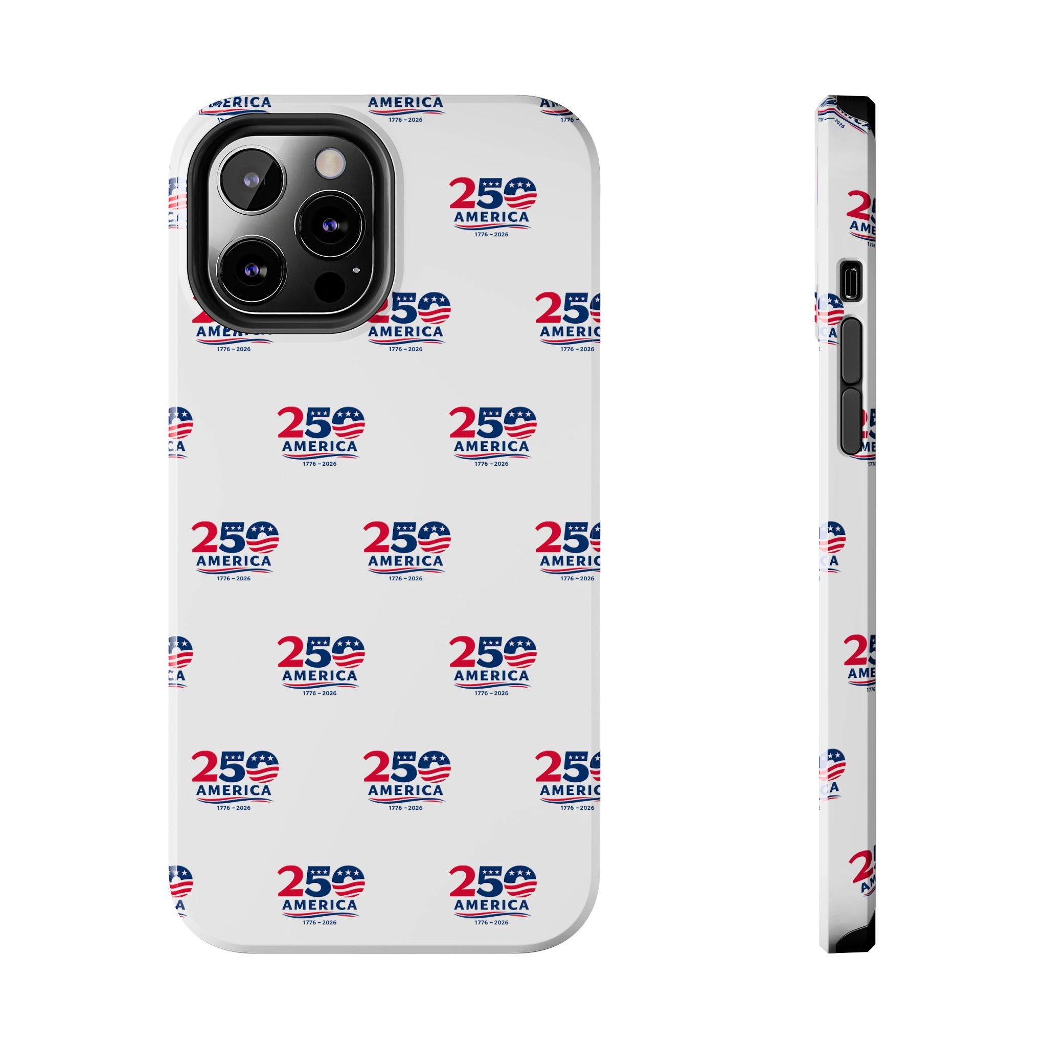 America 250 Tough Phone Case | Patriotic USA 1776-2026 iPhone Samsung Case | Glossy Protective Fourth of July Phone Cover