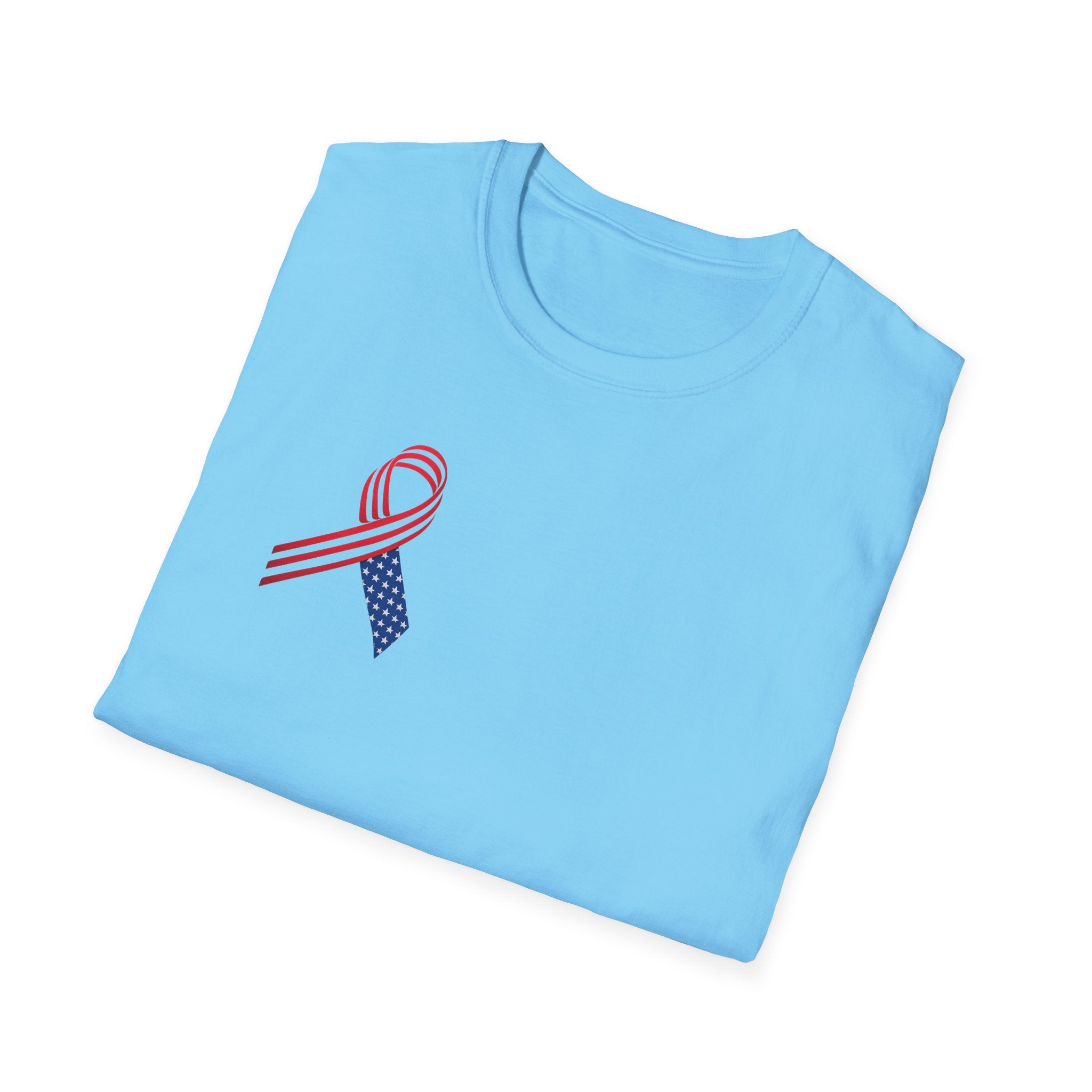 Patriotic Awareness Ribbon T-Shirt | Red White Blue USA | Veterans Memorial Support Shirt | Minimal Patriotic Tee | 5 colors - 100% cotton