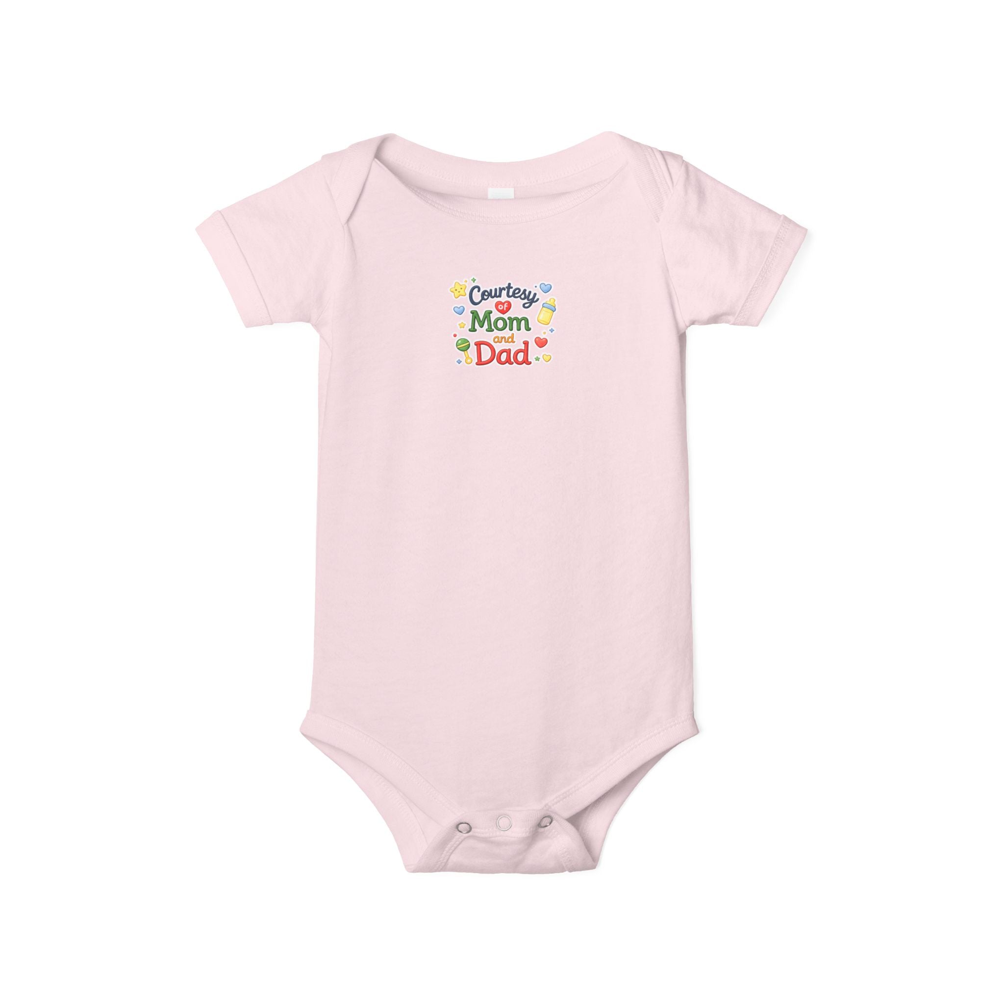 Courtesy of Mom and Dad Baby Onesie | Cute Baby Shower Gift | Infant Outfit for Boys or Girls | Baby Announcement Outfit | 7 colors
