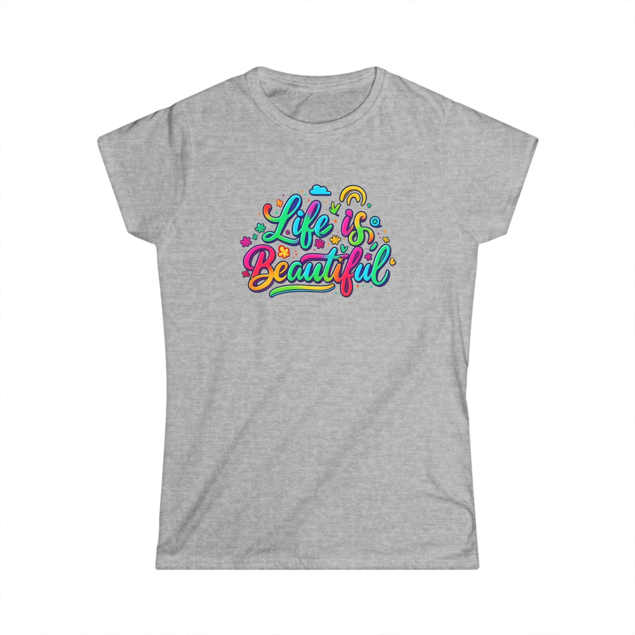 Life Is Beautiful Women's Tee | Colorful Positive Vibes Shirt for Her | 5 colors - 100% cotton