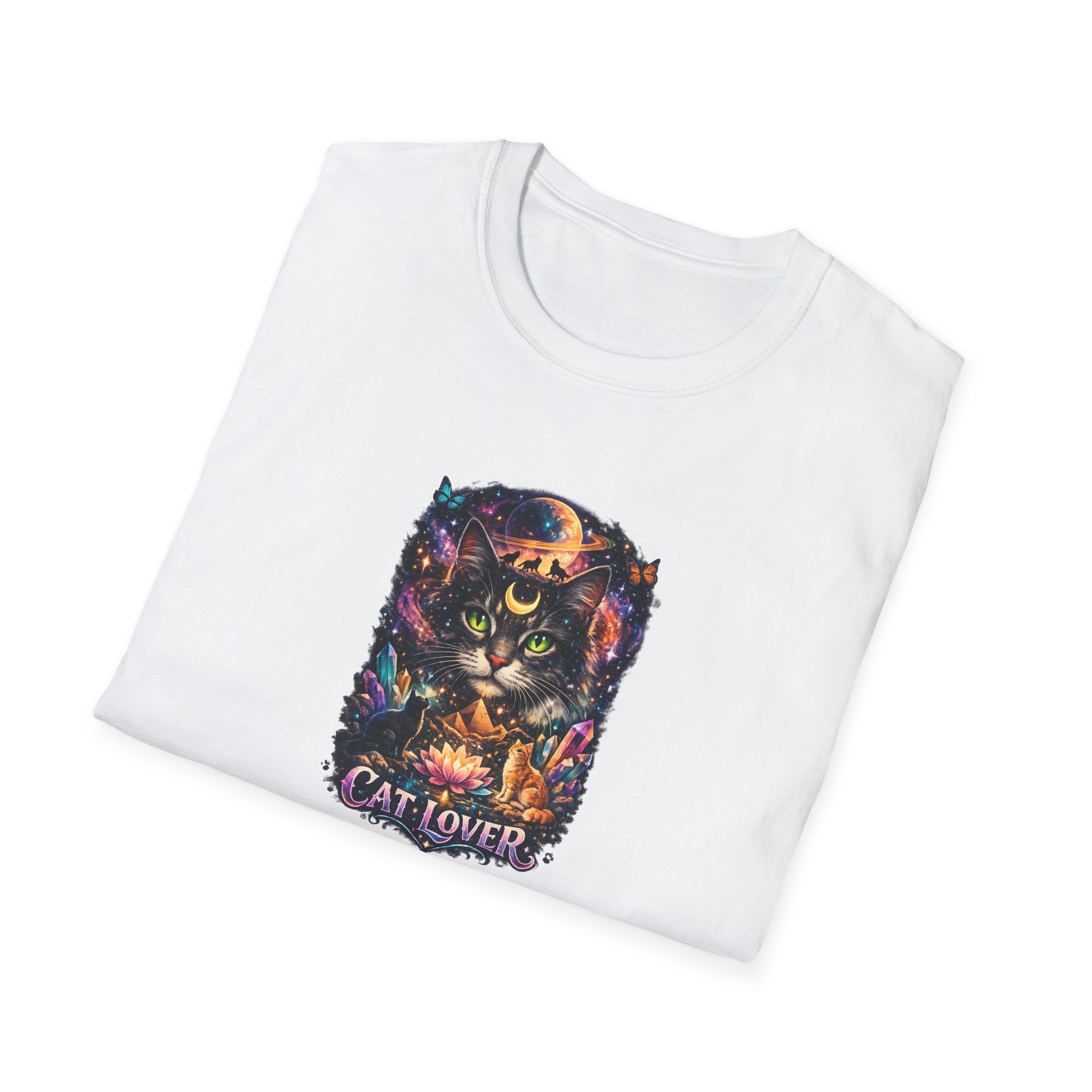 Mystical Cat Lover T-Shirt for Women  | Cat Mom Shirt | Gift for Cat Lovers | Boho Fantasy Art Top | 7 colors - 100% cotton