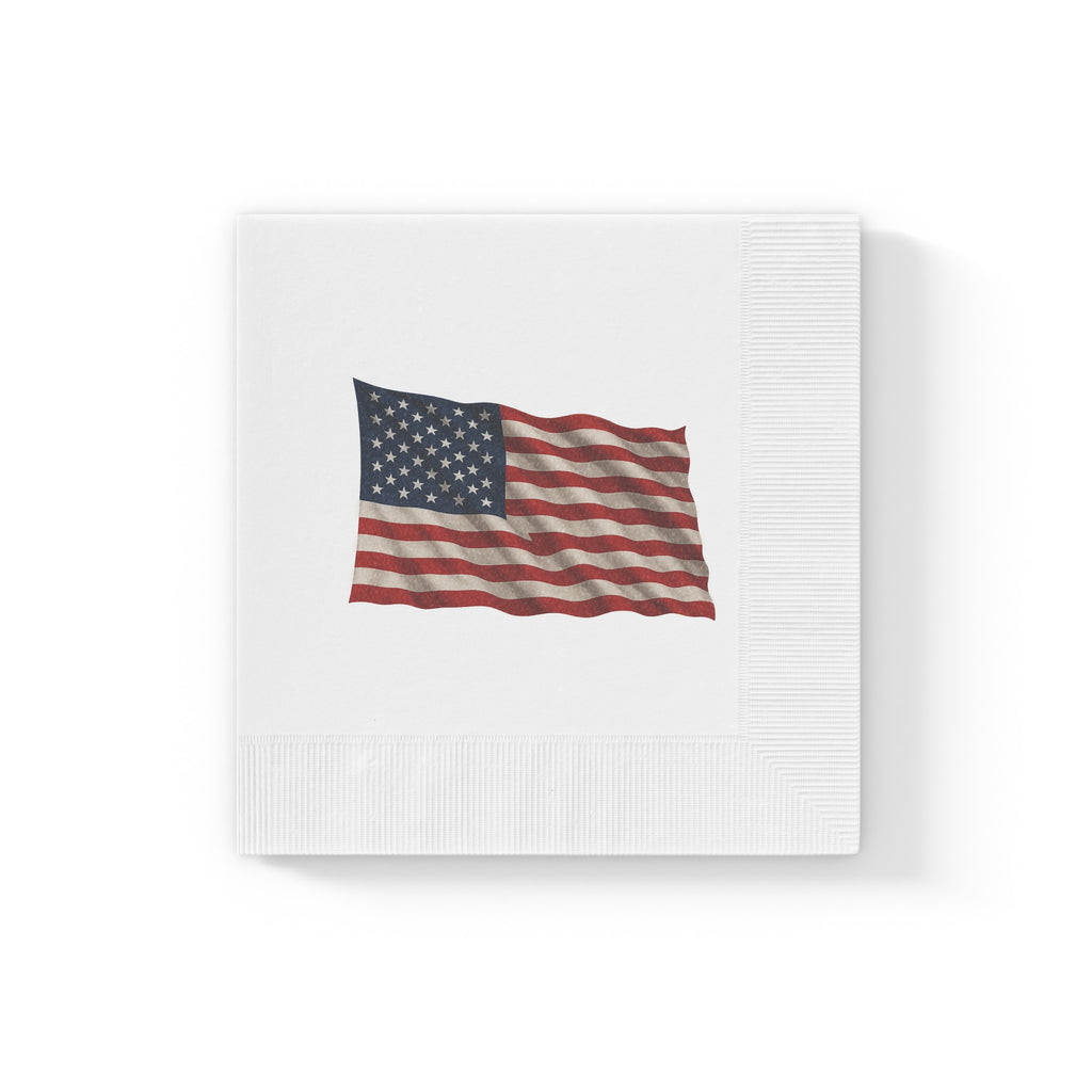American Flag Napkins | Patriotic Party Napkins | USA Flag Table Decor | Fourth of July Napkins | (50 or 100 Count) 2 sizes