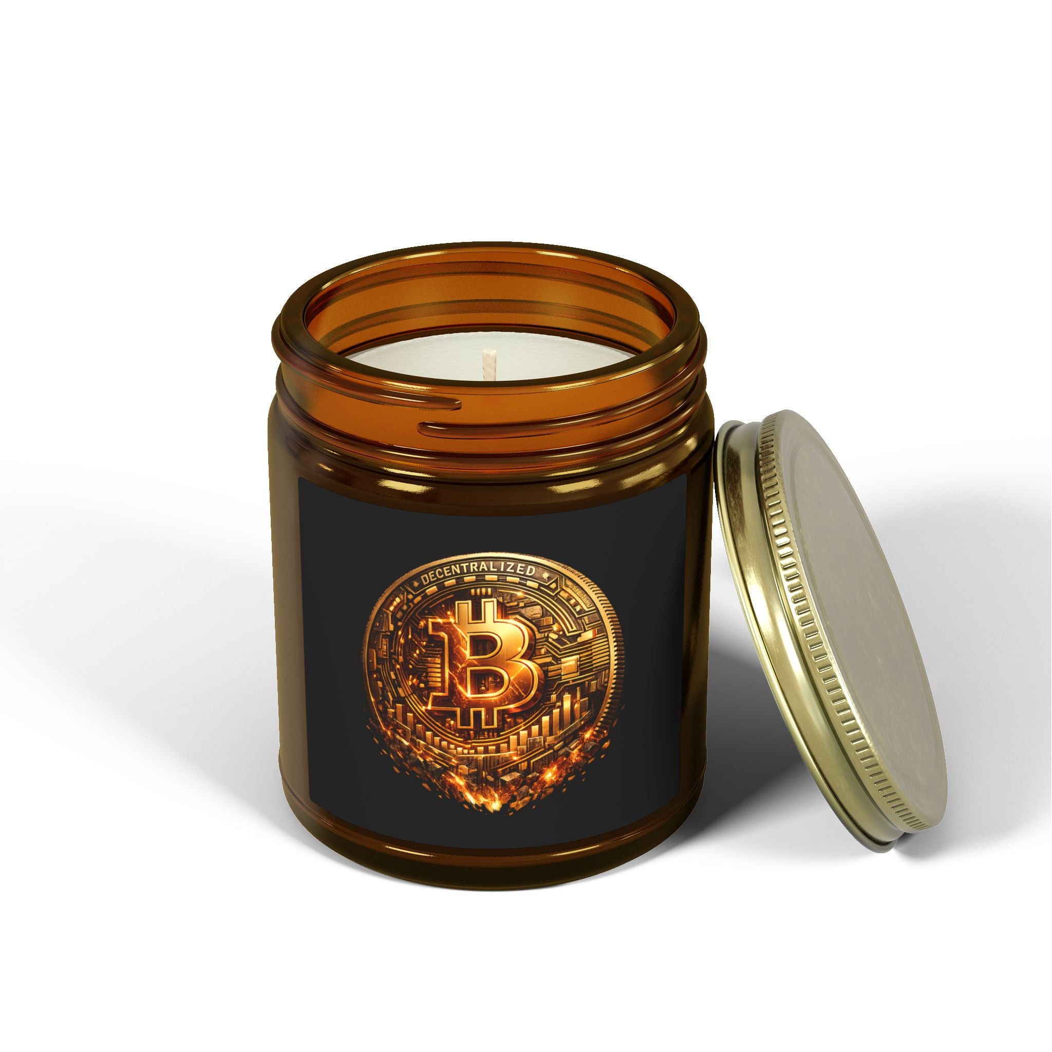 Burning Bitcoin Coin Candle | Coconut Apricot Wax | 4oz 9oz | 8 scents available
