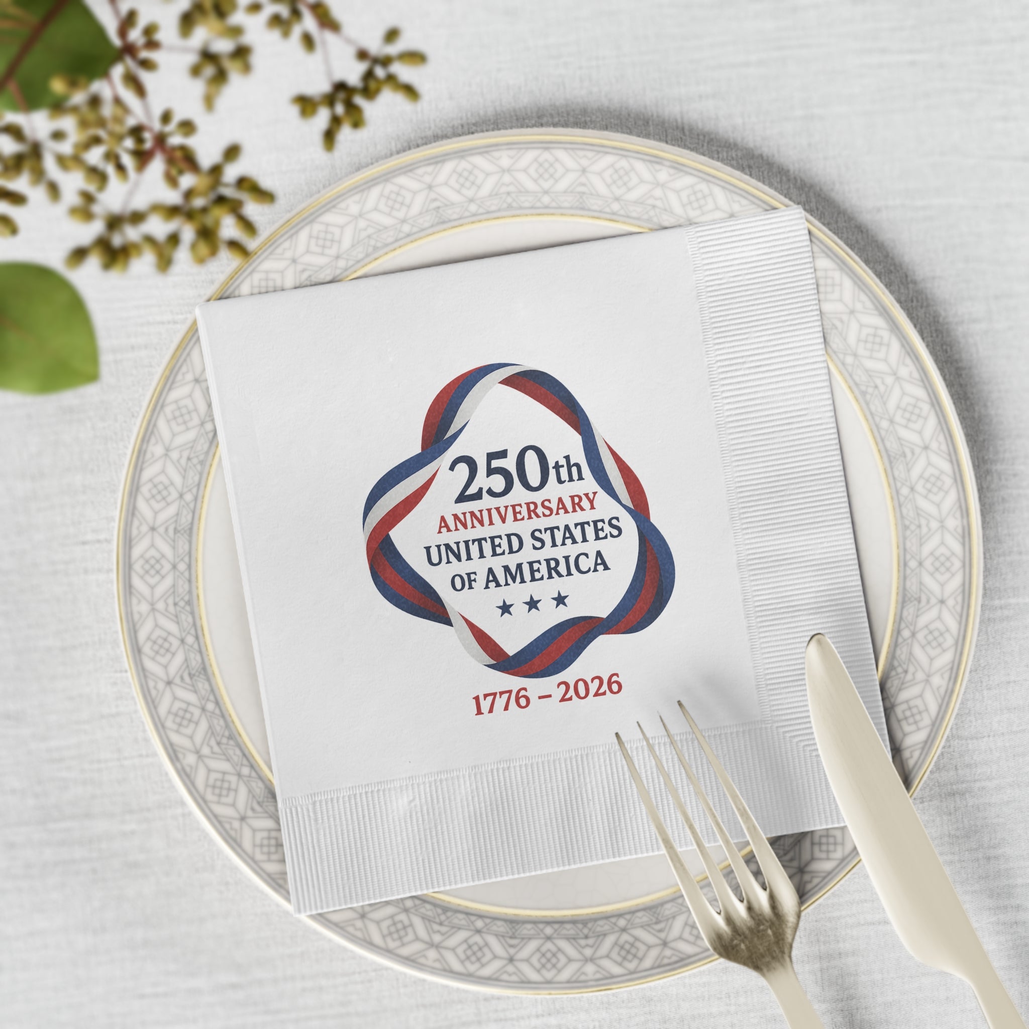 USA 250th Anniversary Napkins | 1776-2026 Patriotic Napkins | America Party Decor | Fourth of July Tableware| (50 or 100 Count) 2 sizes