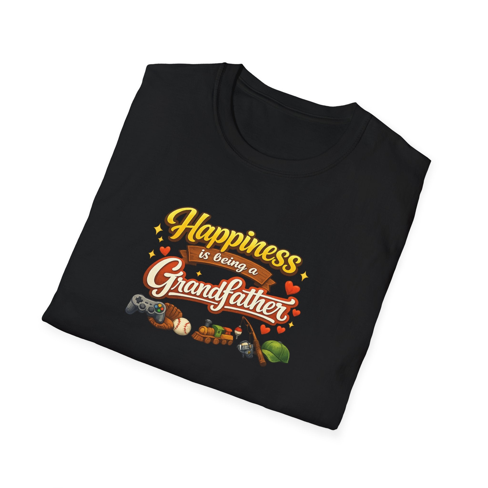 Happiness Is Being a Grandfather Shirt, Proud Grandpa T-Shirt, Gift for Granddad, Grandpa Shirt from Grandkids | 7 colors - 100% cotton