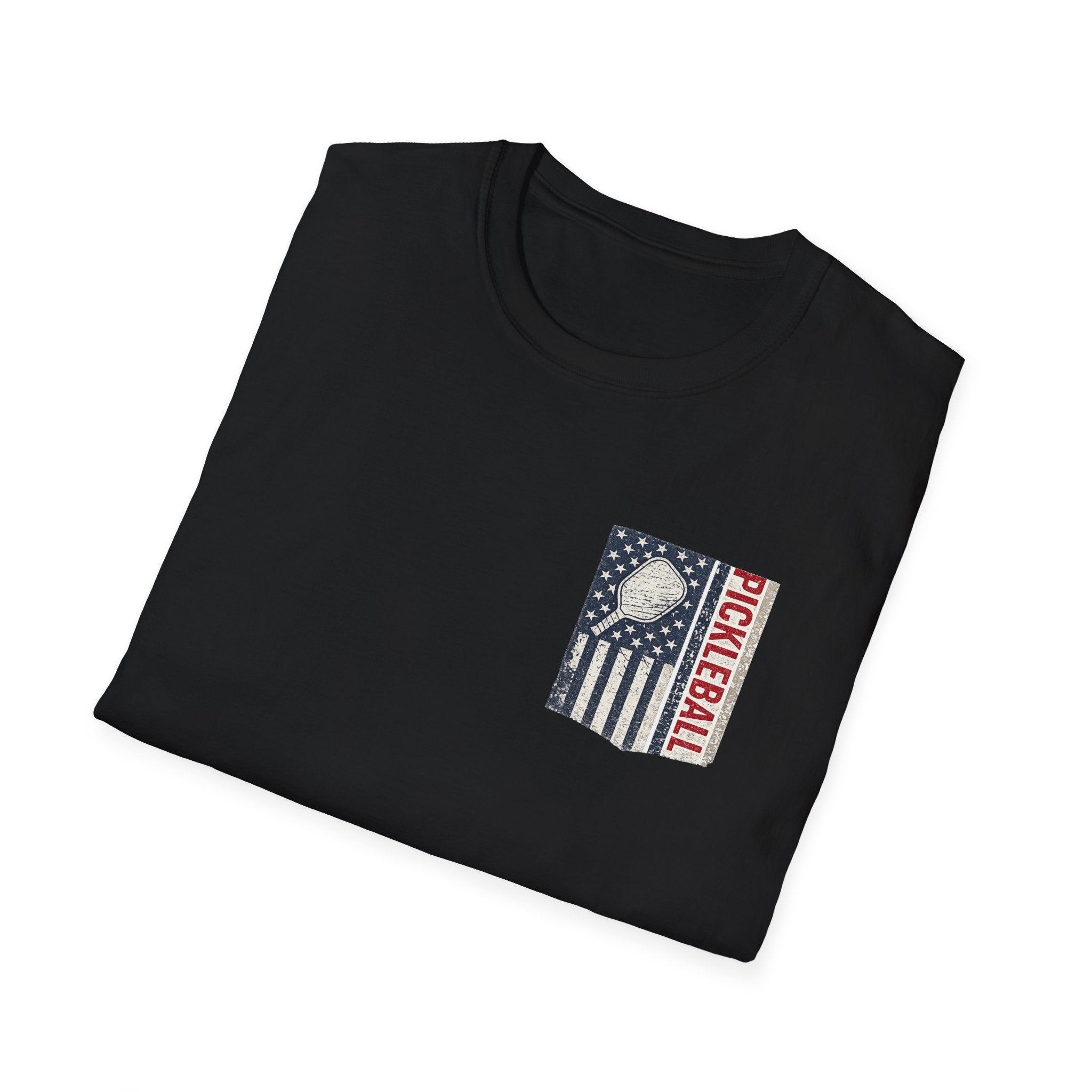 Patriotic USA Flag Pickleball Shirt | Men's Pickleball Tee | Gift for Pickleball Fanatic | 4th of July Shirt | 6 colors - 100% cotton