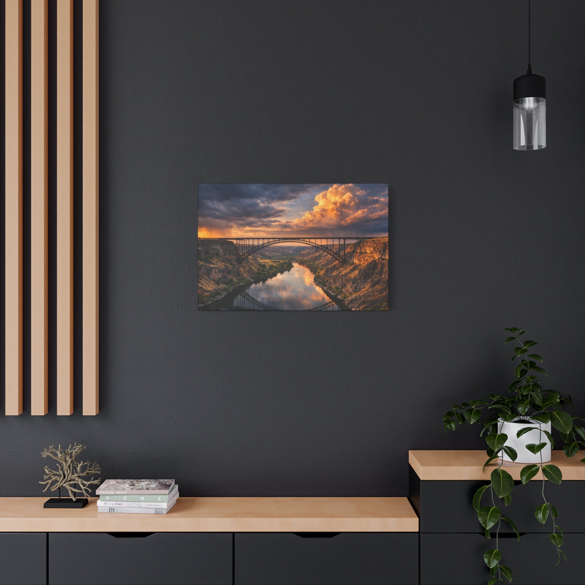 Perrine Bridge Canvas Wall Art | Snake River Canyon Landscape | Large Panoramic Photography Print | Matte Canvas - Stretched 1.25" | 6 sizes
