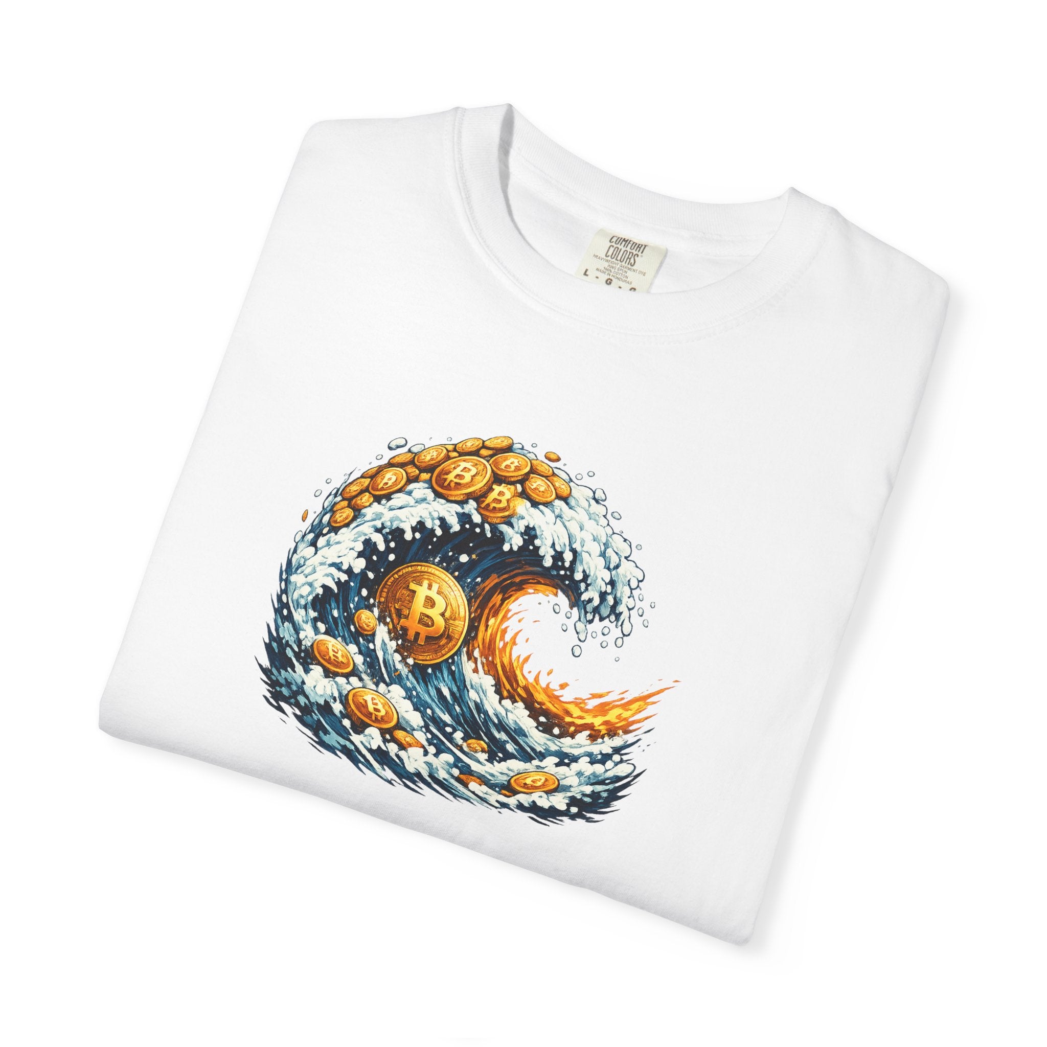 Bitcoin Tidal Wave T-Shirt | Futuristic Crypto Graphic Tee | Bitcoin Art Shirt | Crypto Gift for Him | 12 colors - 100% cotton