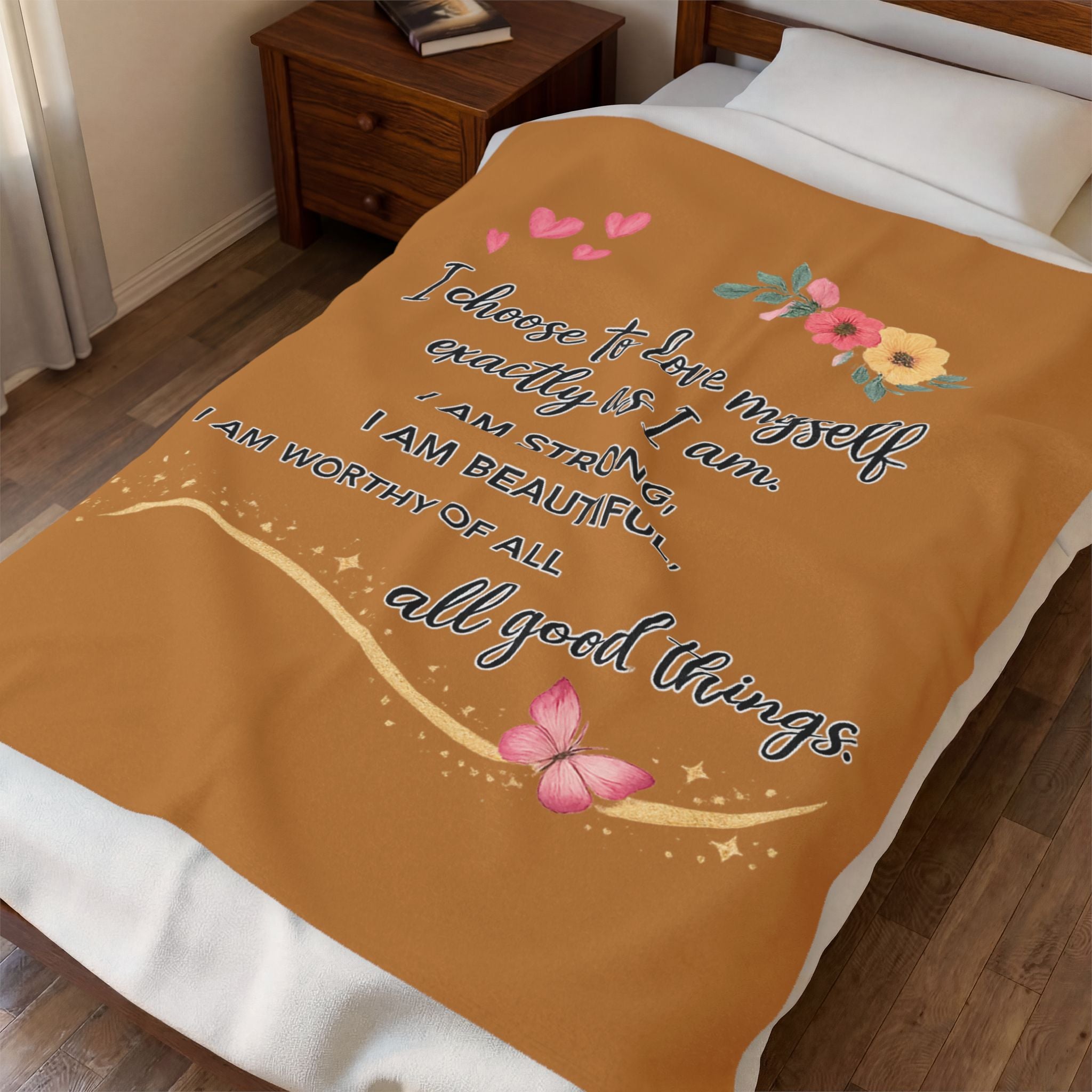 Self Love Affirmation Throw Blanket | Empowering Cozy Gift for Women | Mental Health & Self Care Decor | 50" x 60"