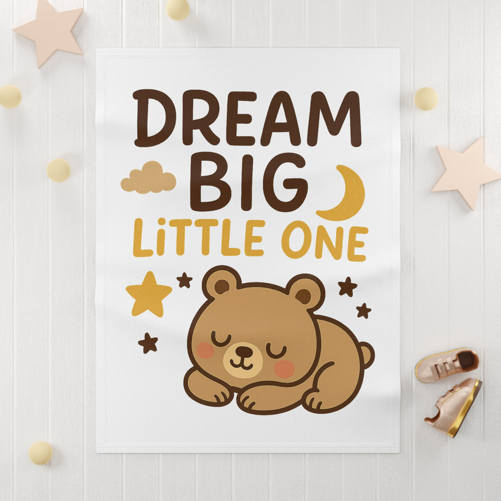 Dream Big Little One baby blanket | Sleeping Bear moon stars nursery | Check out Matching Onesie