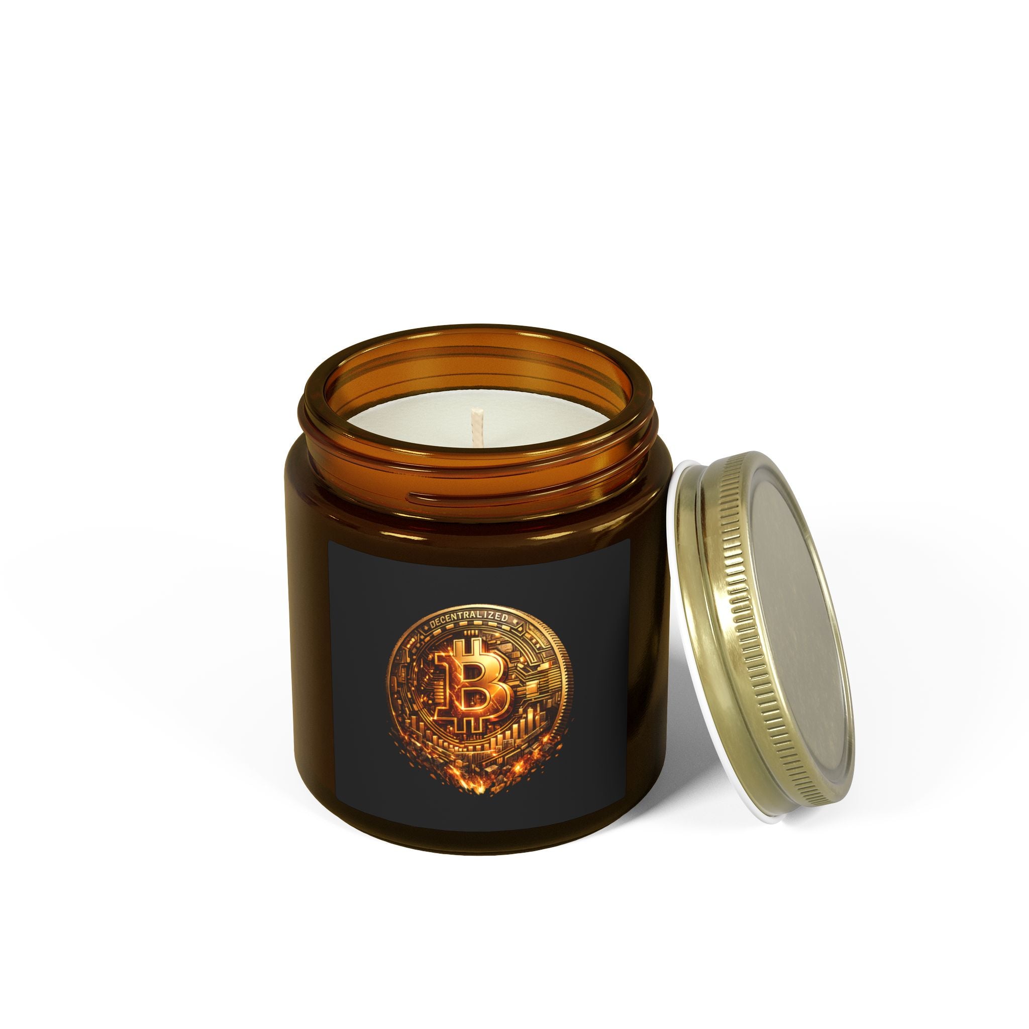 Burning Bitcoin Coin Candle | Coconut Apricot Wax | 4oz 9oz | 8 scents available