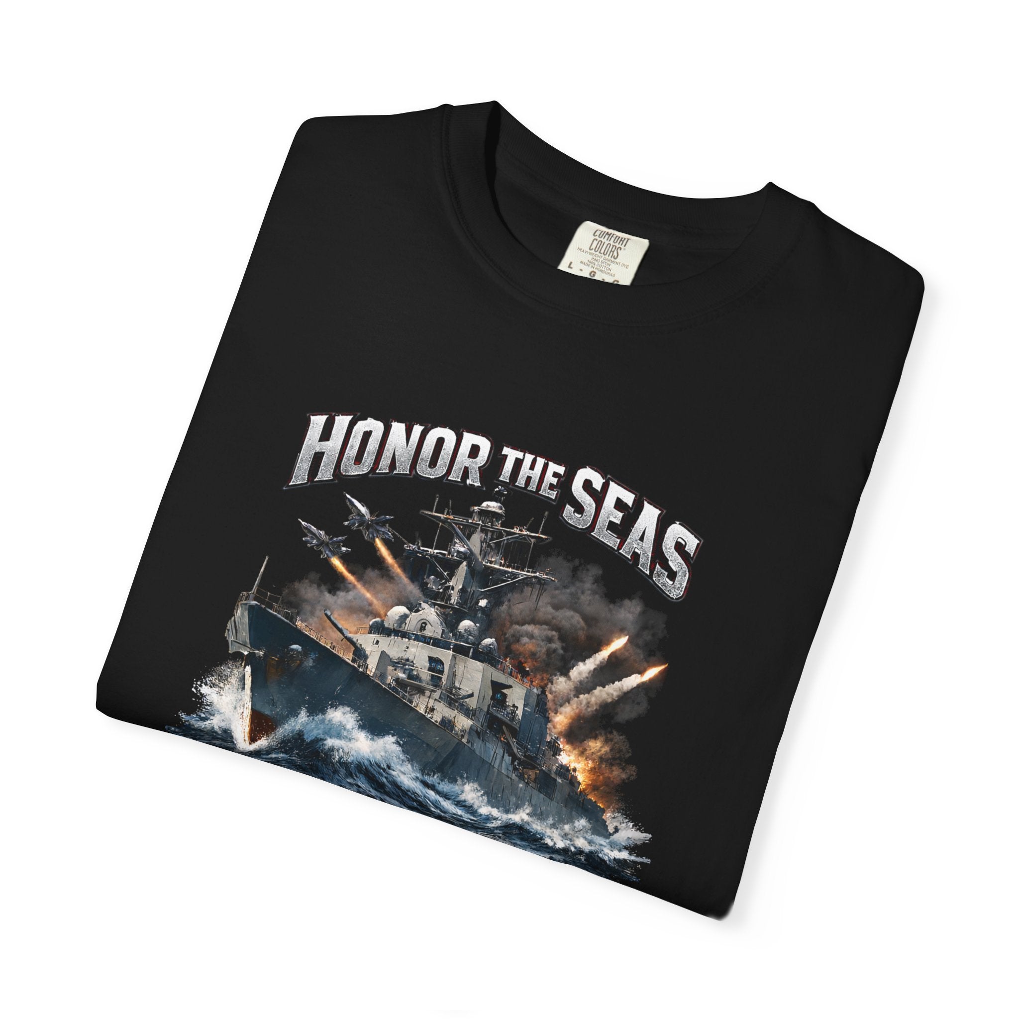 Honor the Seas ship graphic T-shirt | Navy battleship, defend the pride | 2 colors - 100% cotton