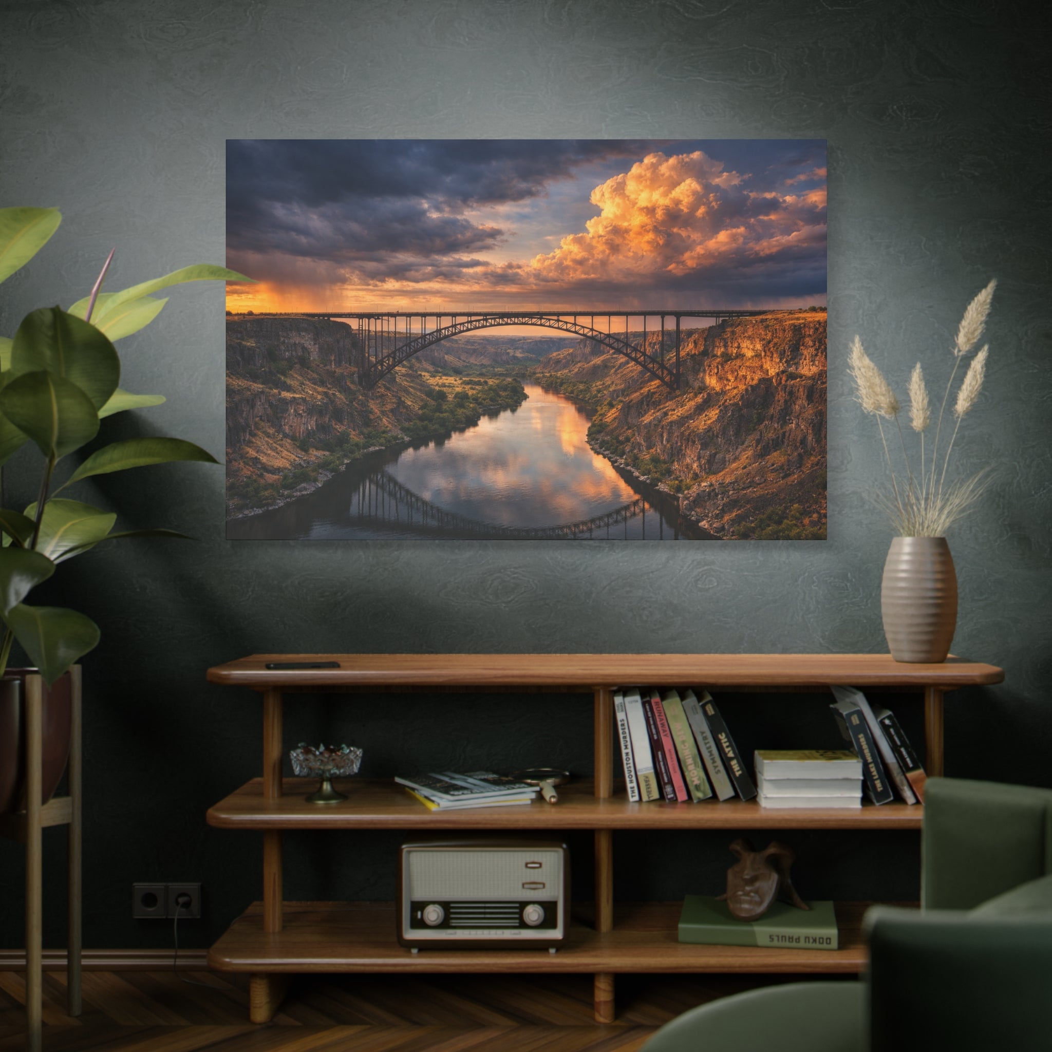 Perrine Bridge Canvas Wall Art | Snake River Canyon Landscape | Large Panoramic Photography Print | Matte Canvas - Stretched 1.25" | 6 sizes