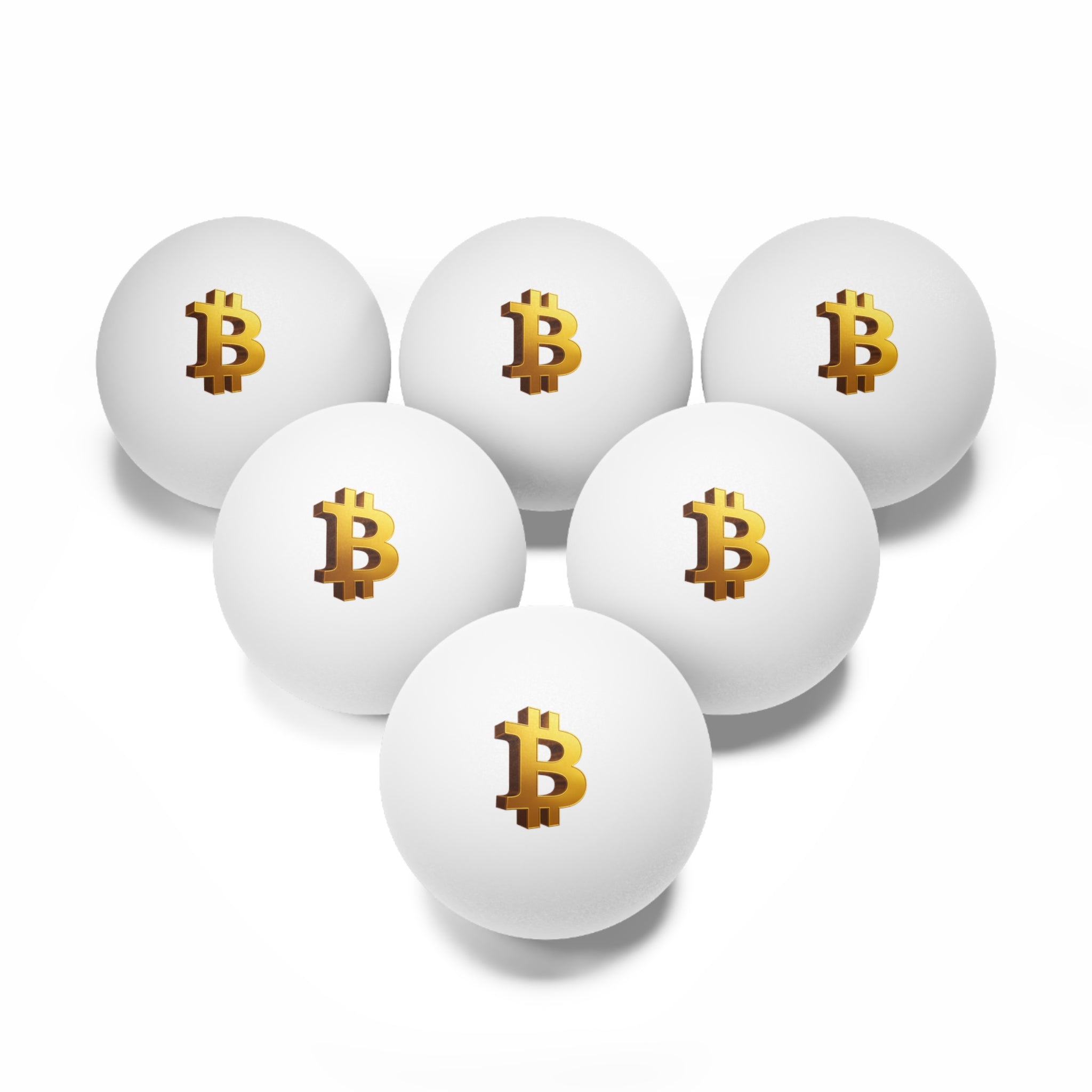 Set of 6-Bitcoin Ping Pong Balls-Crypto Table Tennis Ball in 2 Colors, white & orange. Fun Bitcoin Gift for Players.