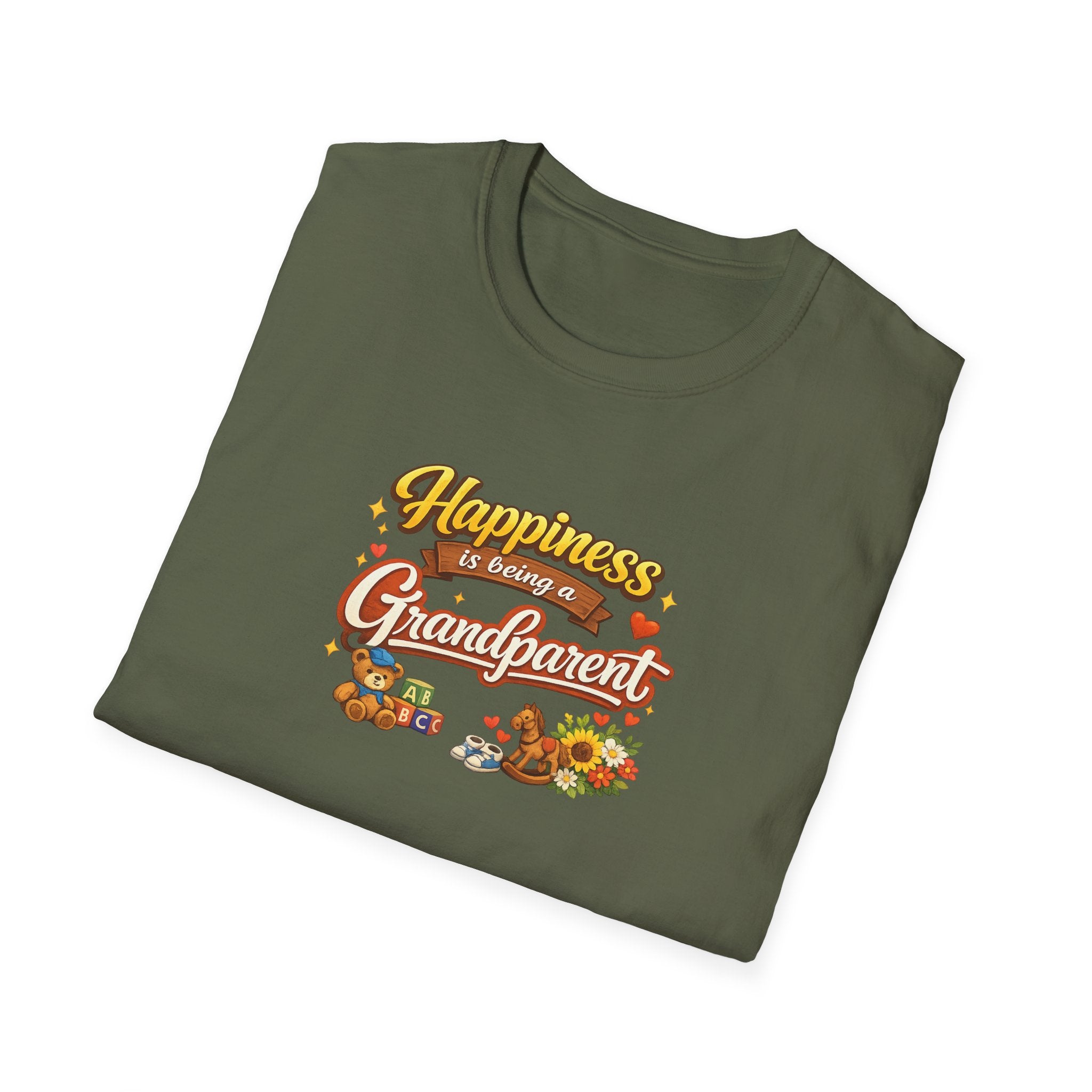 Happiness Is Being a Grandparent Shirt | Grandpa-Grandma Gift Tee | Proud Grandkids Shirt | Cute Grandparent TShirt | 7 colors - 100% cotton
