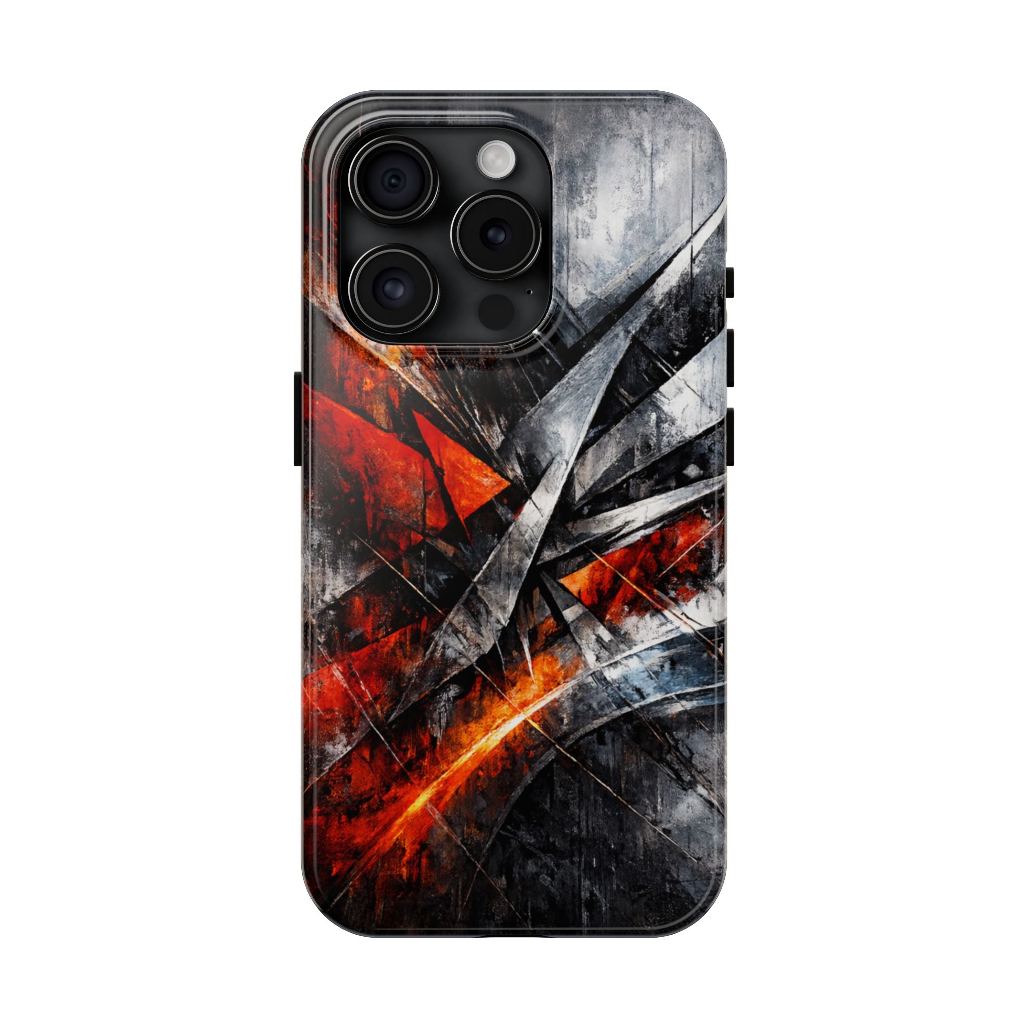 Abstract Red Black Tough Phone Case | Geometric Armor Style Case | Impact Resistant Case | iPhone & Samsung