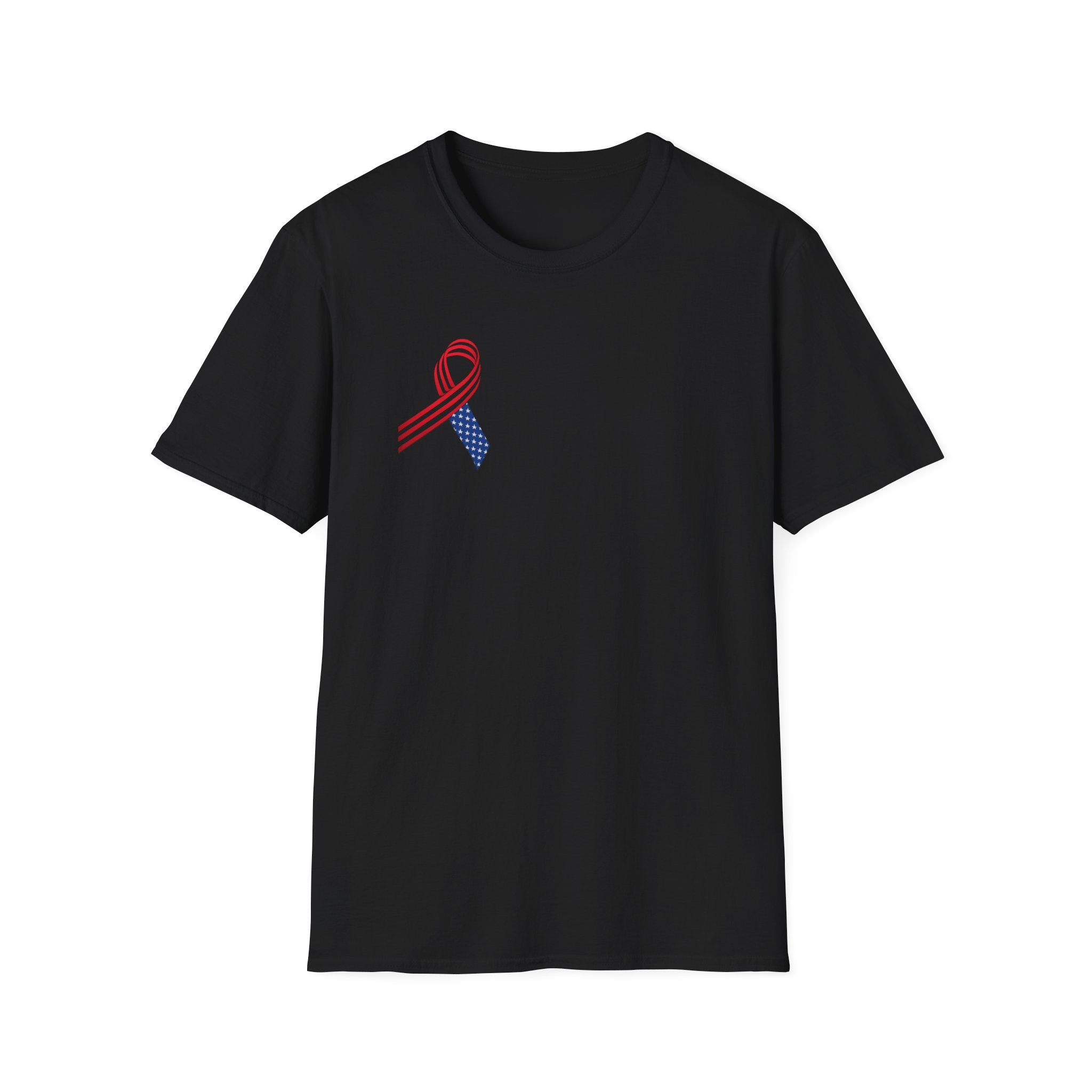 Patriotic Awareness Ribbon T-Shirt | Red White Blue USA | Veterans Memorial Support Shirt | Minimal Patriotic Tee | 5 colors - 100% cotton