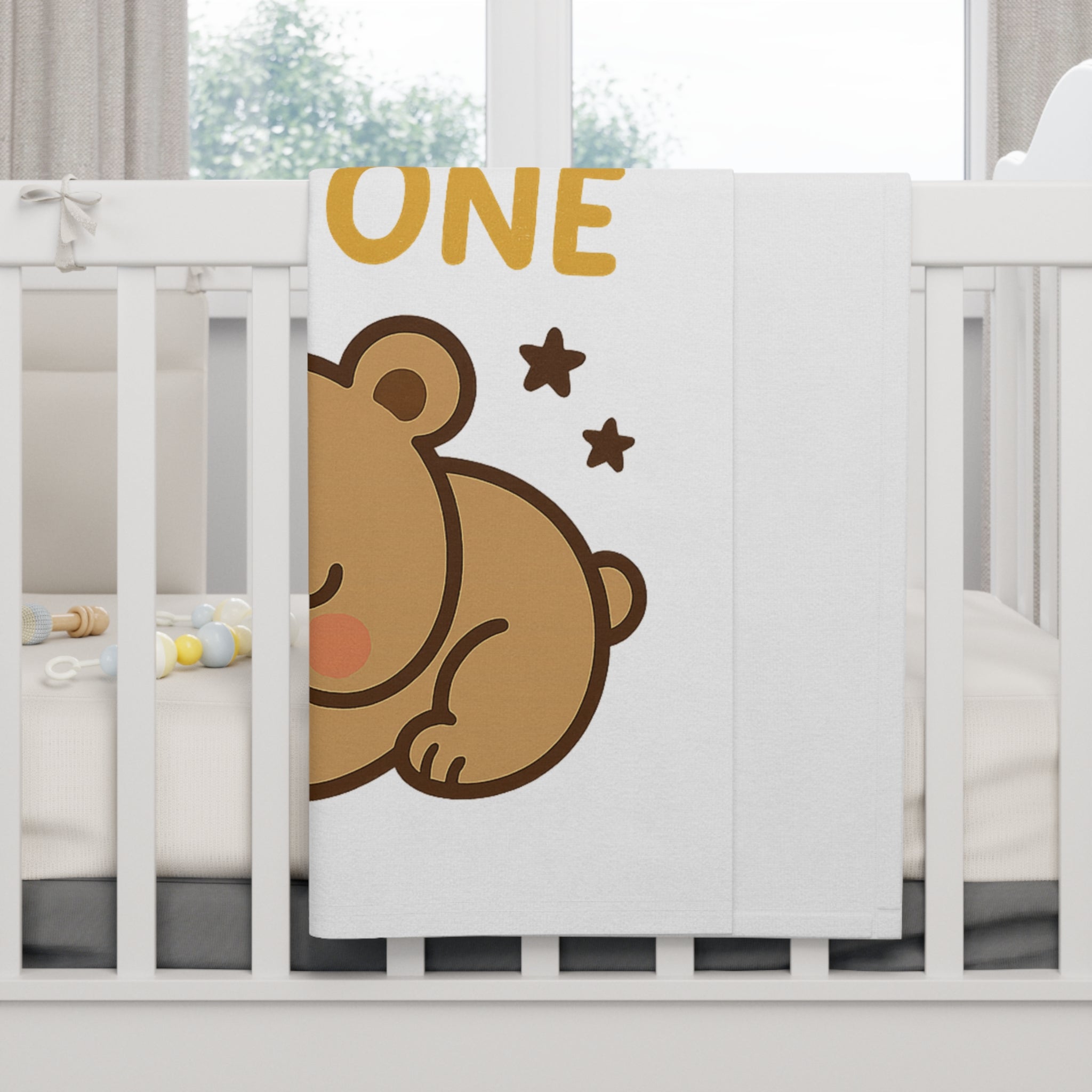 Dream Big Little One baby blanket | Sleeping Bear moon stars nursery | Check out Matching Onesie