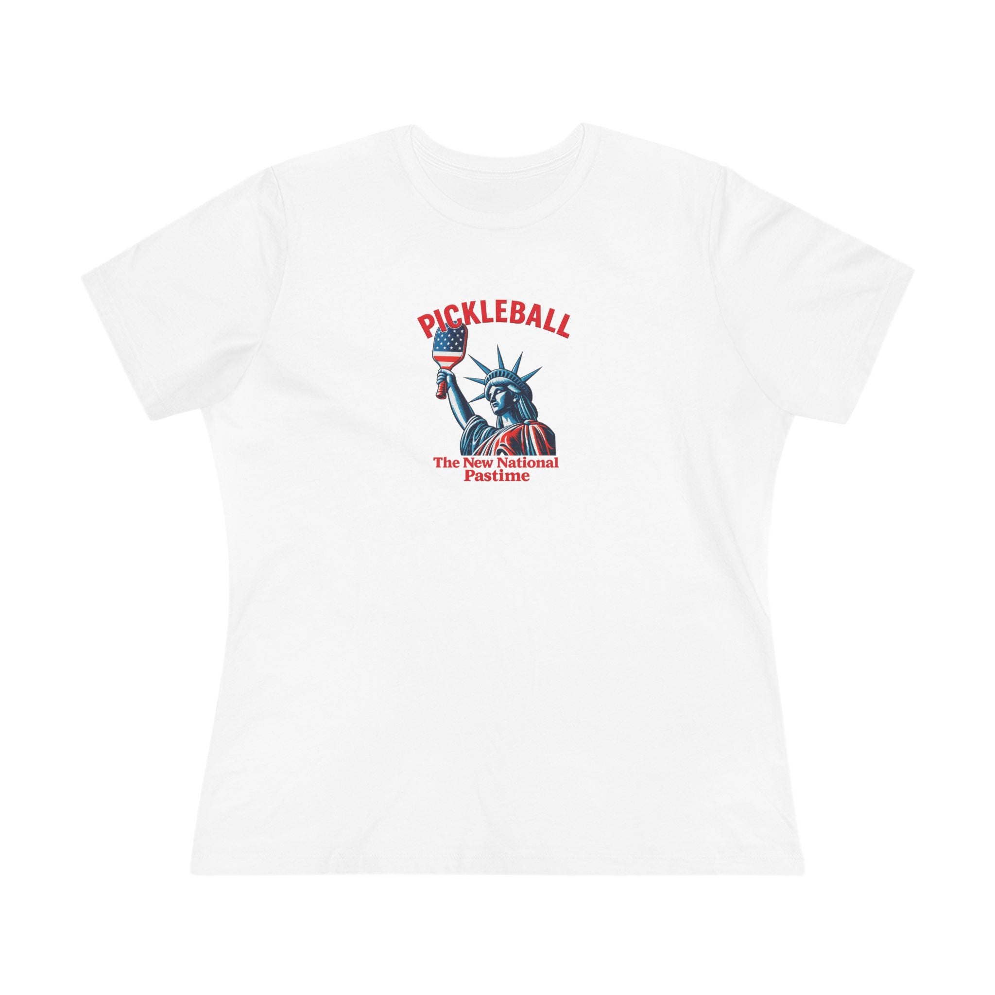 Statue of Liberty Pickleball, The New National Pastime Tee | Women's Patriotic Pickleball Shirt | Pickleball Gift | 5 colors - 100% cotton