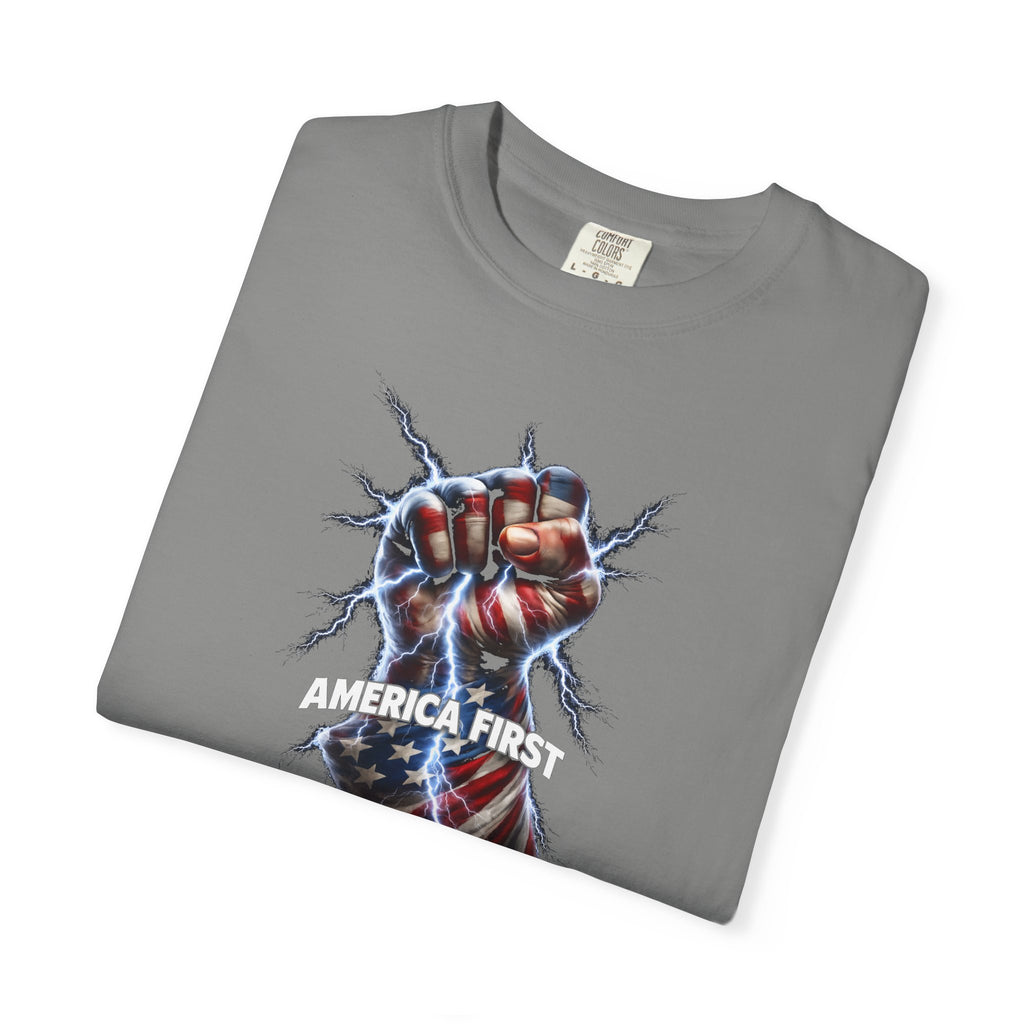 America First Patriotic T-Shirt | MAGA Supporter Graphic Tee | Pro America Political Apparel | 4 colors - 100% cotton