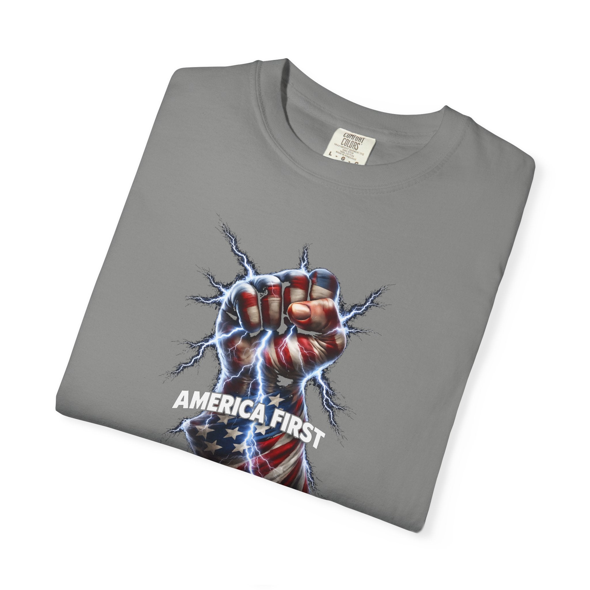 America First Patriotic T-Shirt | MAGA Supporter Graphic Tee | Pro America Political Apparel | 4 colors - 100% cotton