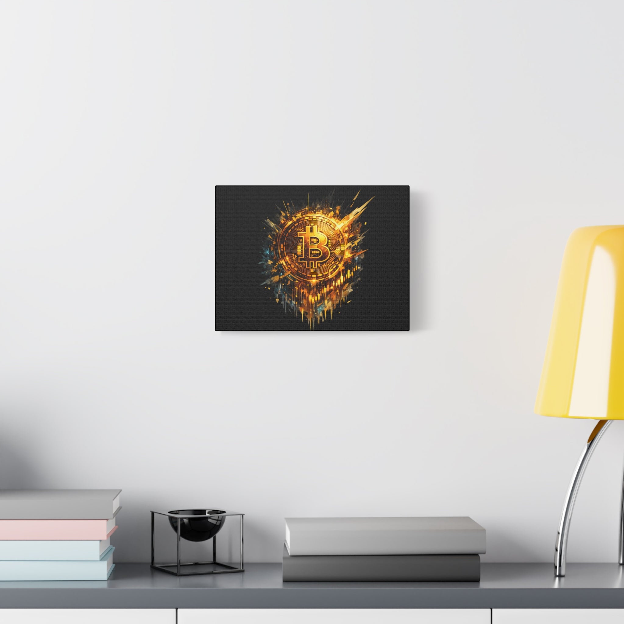 Bitcoin Wall Art Canvas | Gold Bitcoin Artwork | Crypto Wall Decor | Modern Bitcoin Canvas Print | Cryptocurrency Office Art 12 x 9